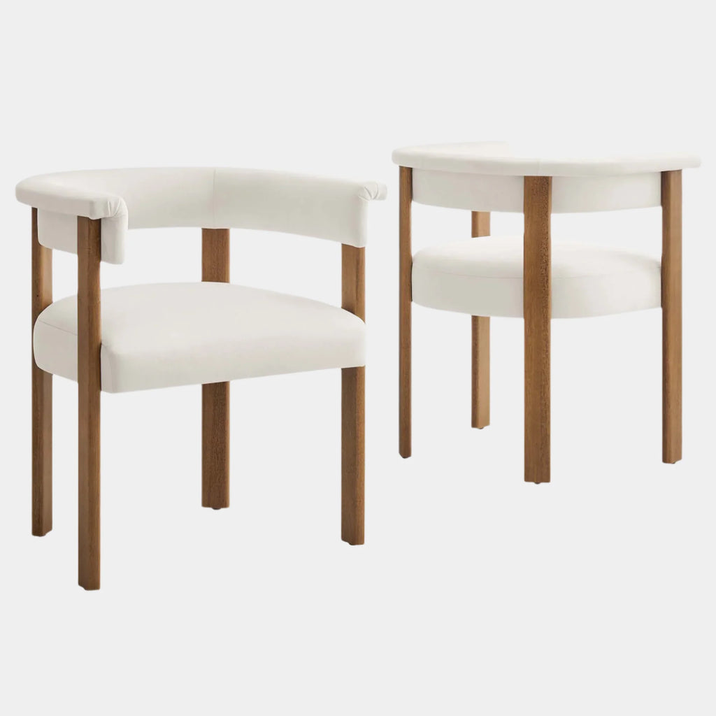 Imogen Performance Velvet Barrel Dining Chairs Set of 2