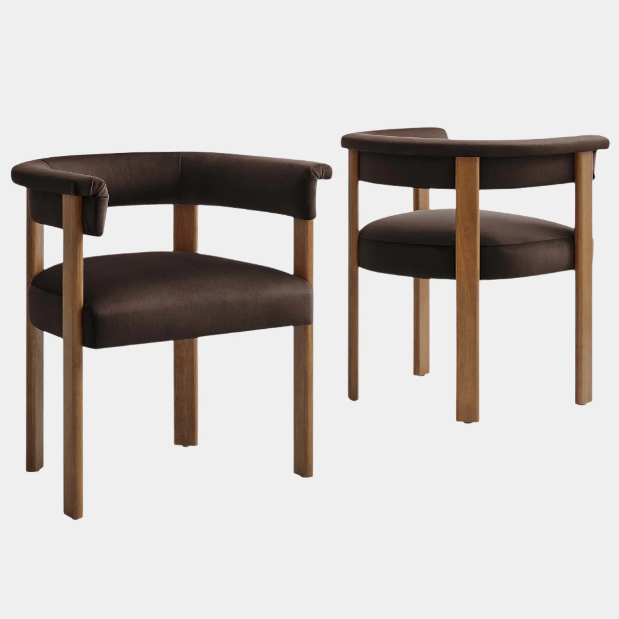 Imogen Performance Velvet Barrel Dining Chairs Set of 2