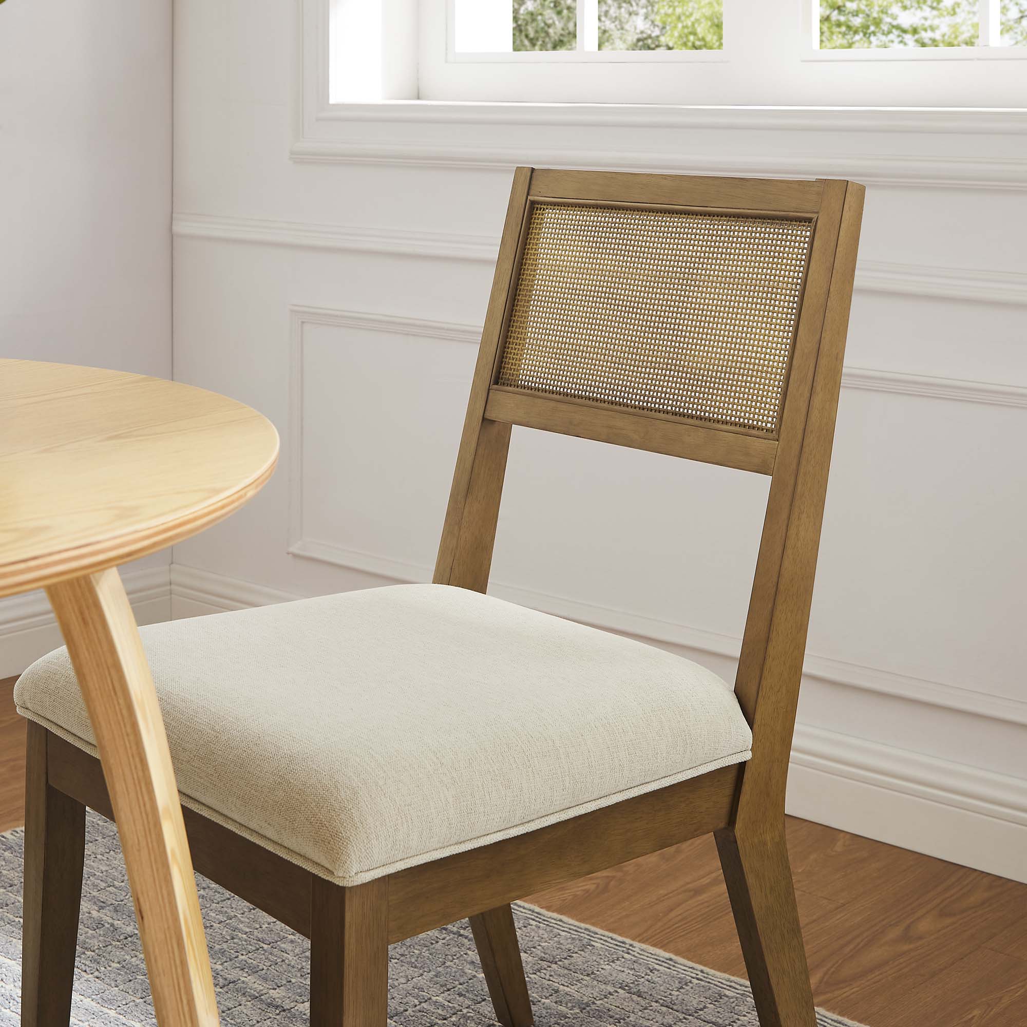 Nimba Faux Rattan Fabric Dining Chairs Set of 2