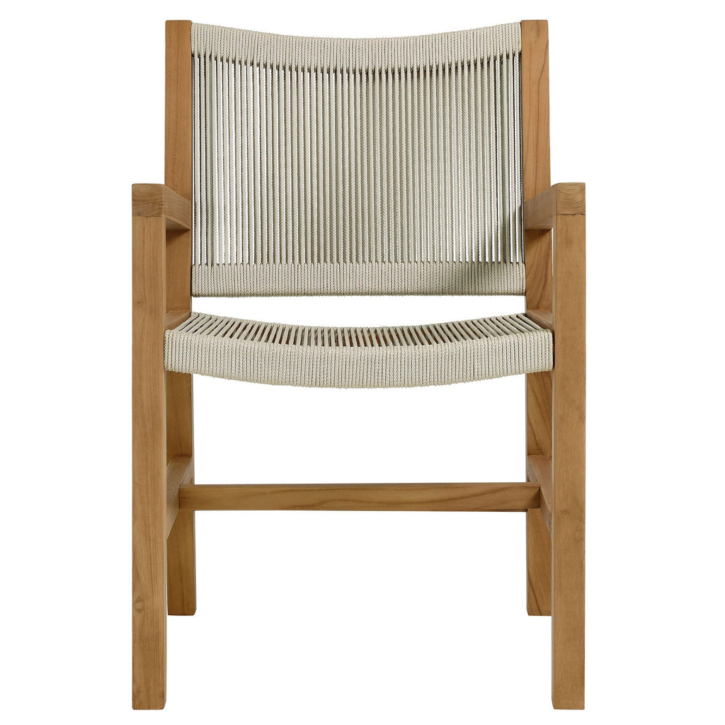Vienna 5-Piece Outdoor Patio Teak and Rope Dining Set with Armchairs