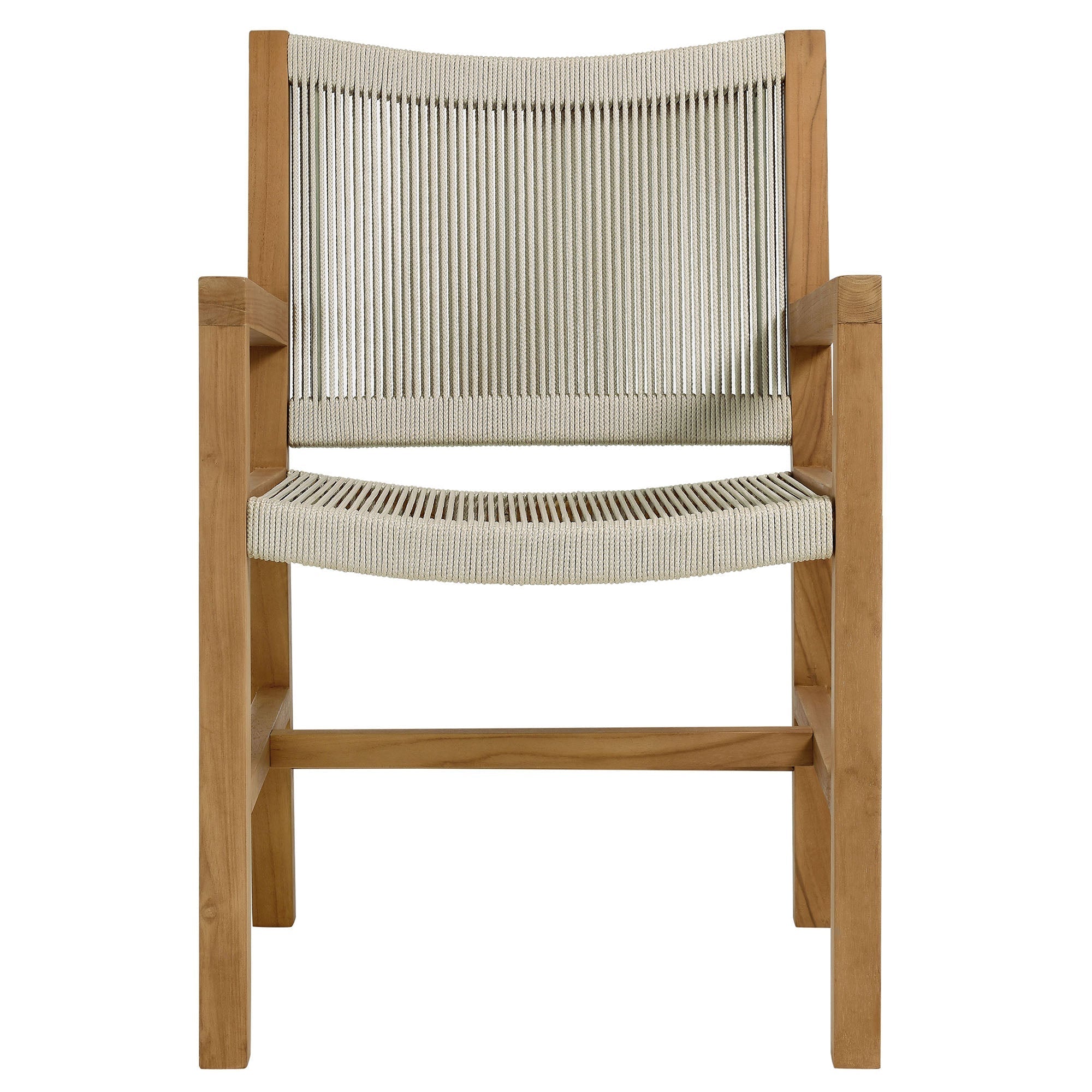 Vienna 7-Piece Outdoor Patio Teak and Rope Dining Set with Armchairs