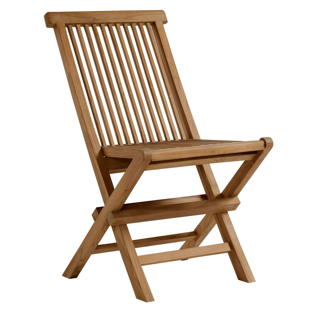 Vienna 5-Piece Outdoor Patio Teak Wood Dining Set with Folding Chairs in Natural Natural