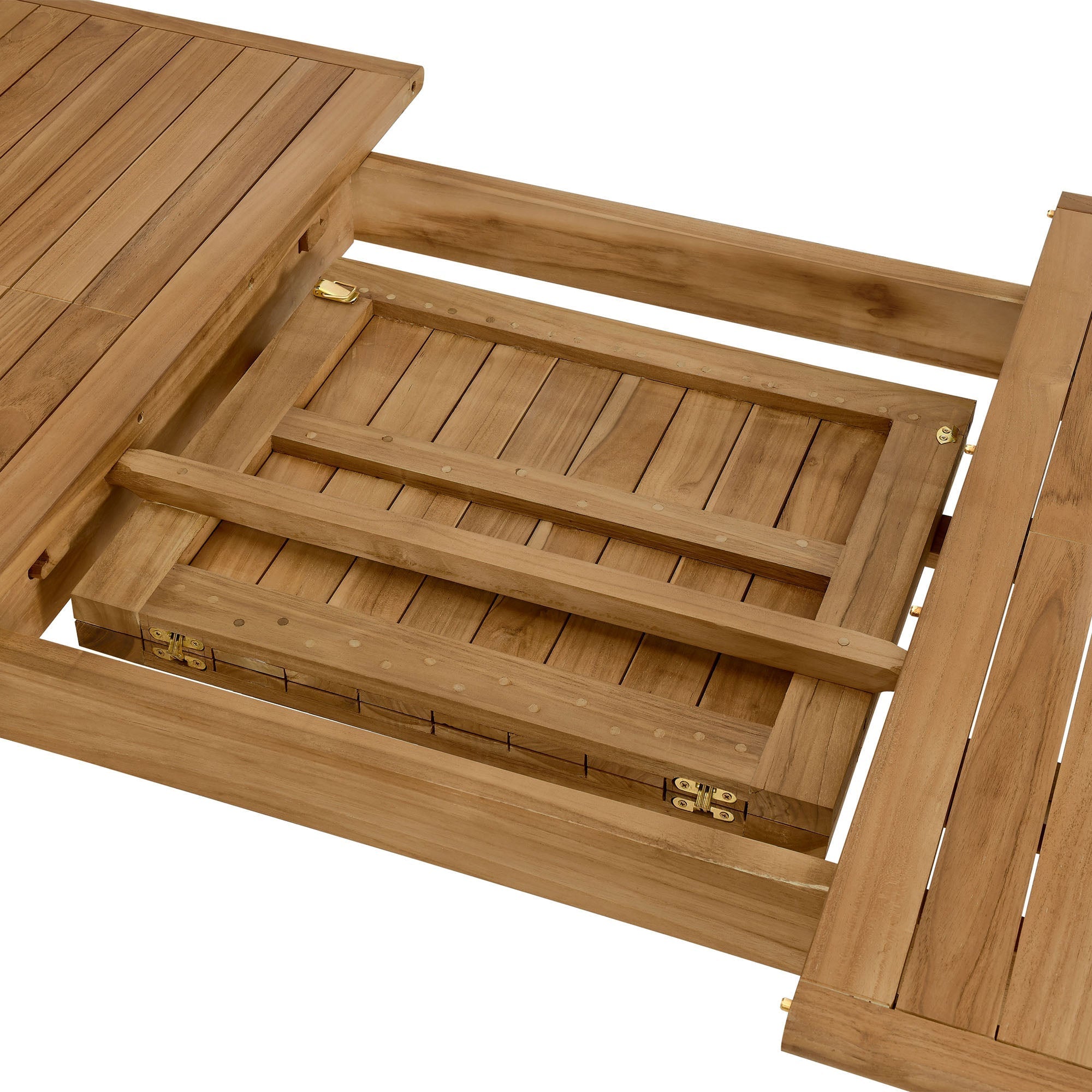 Vienna Outdoor Patio Teak Wood Extendable Dining Table in Natural