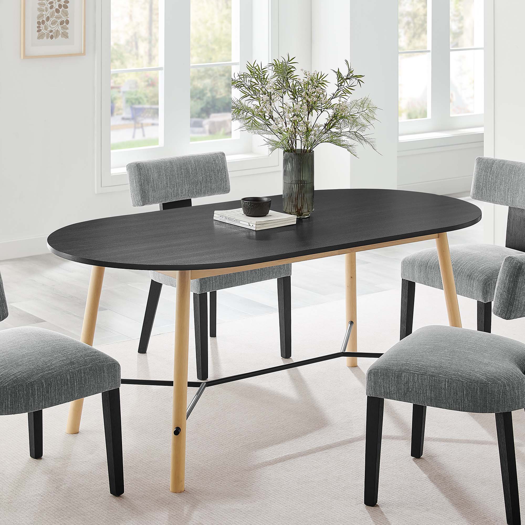 Infuse 71" Wood Grain Dining Table in Black Oak