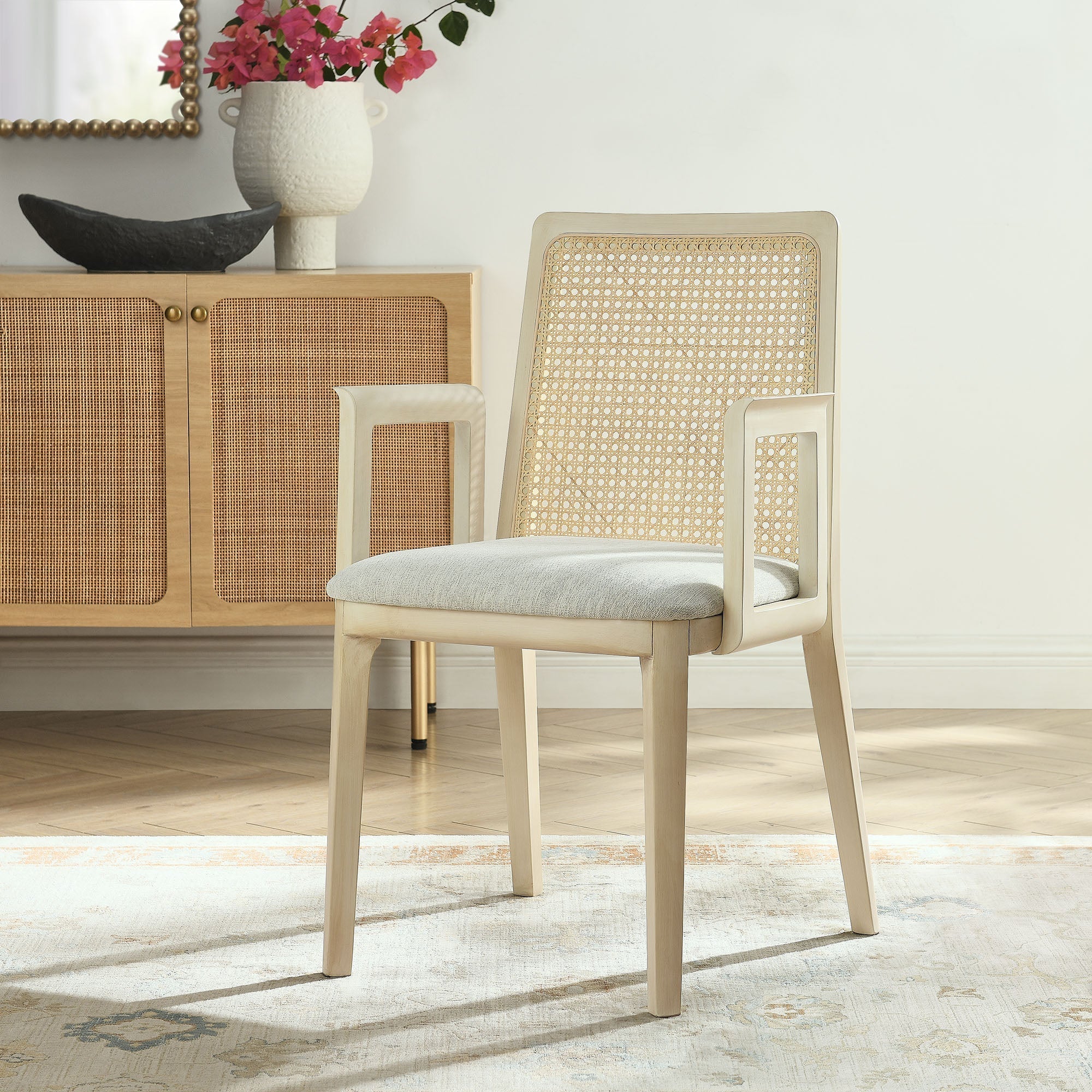 Monarch Wood and Rattan Dining Armchair