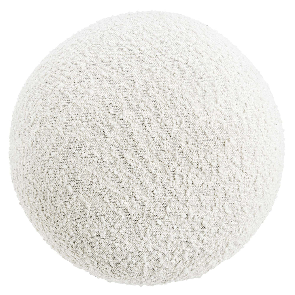 Breeze Boucle Upholstered Ottoman in Ivory Burl