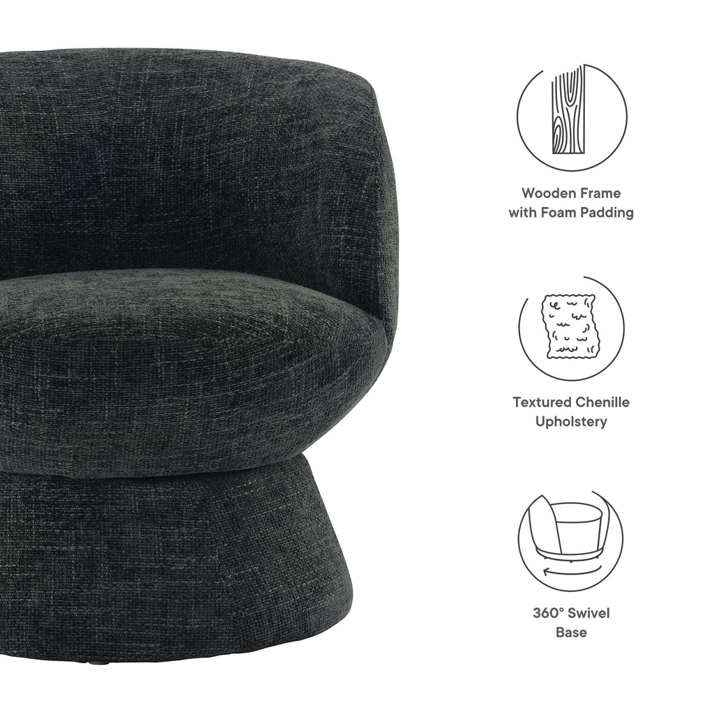 Vesta Chenille Fabric Upholstered Swivel Chair