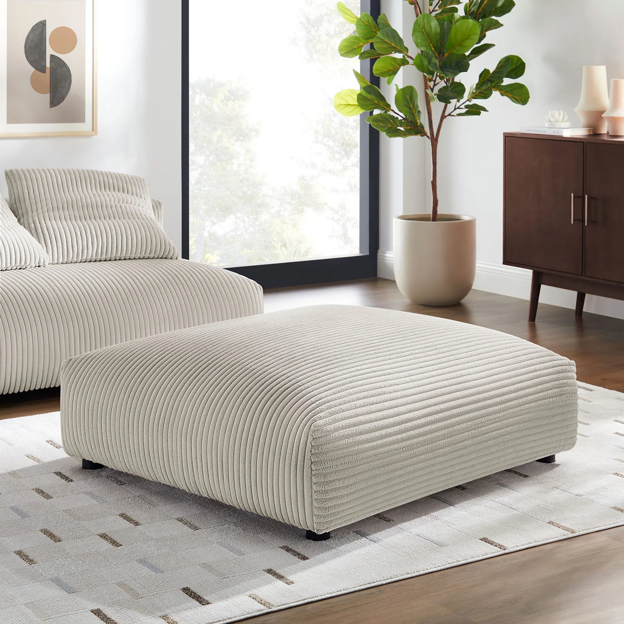 Solace Modular Corduroy Upholstered Ottoman