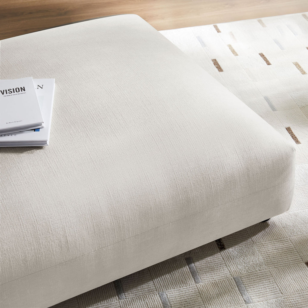 Solace Modular Upholstered Fabric Ottoman in Salt