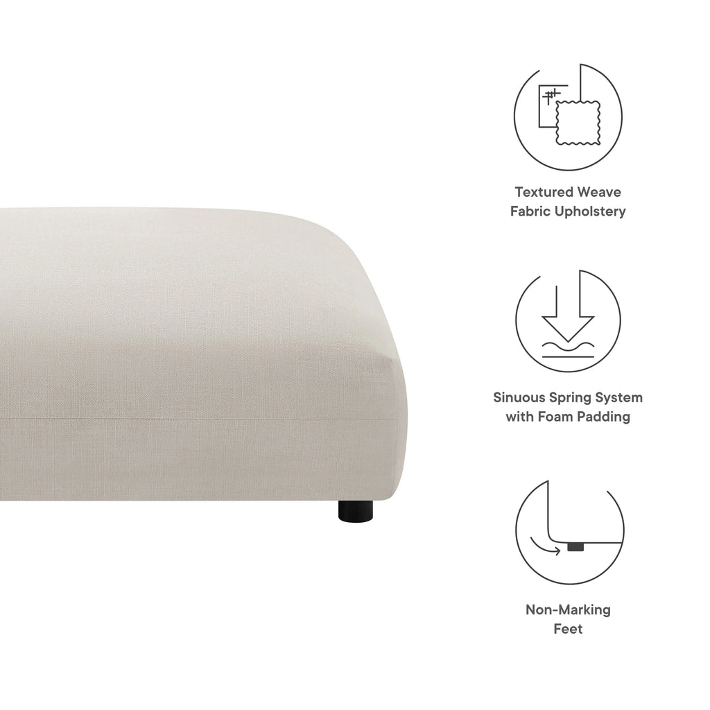 Solace Modular Upholstered Fabric Ottoman in Salt