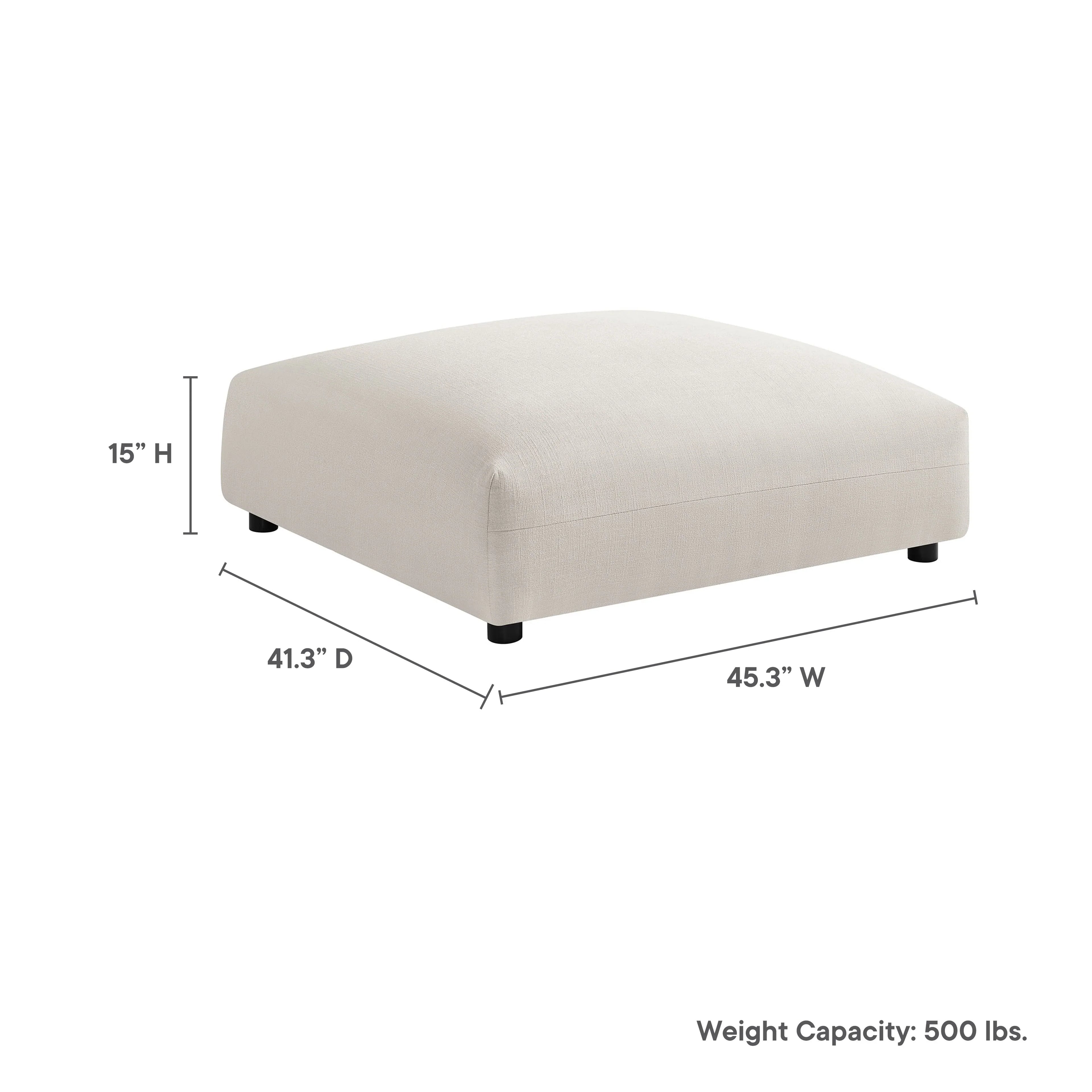 Solace Modular Upholstered Fabric Ottoman in Salt