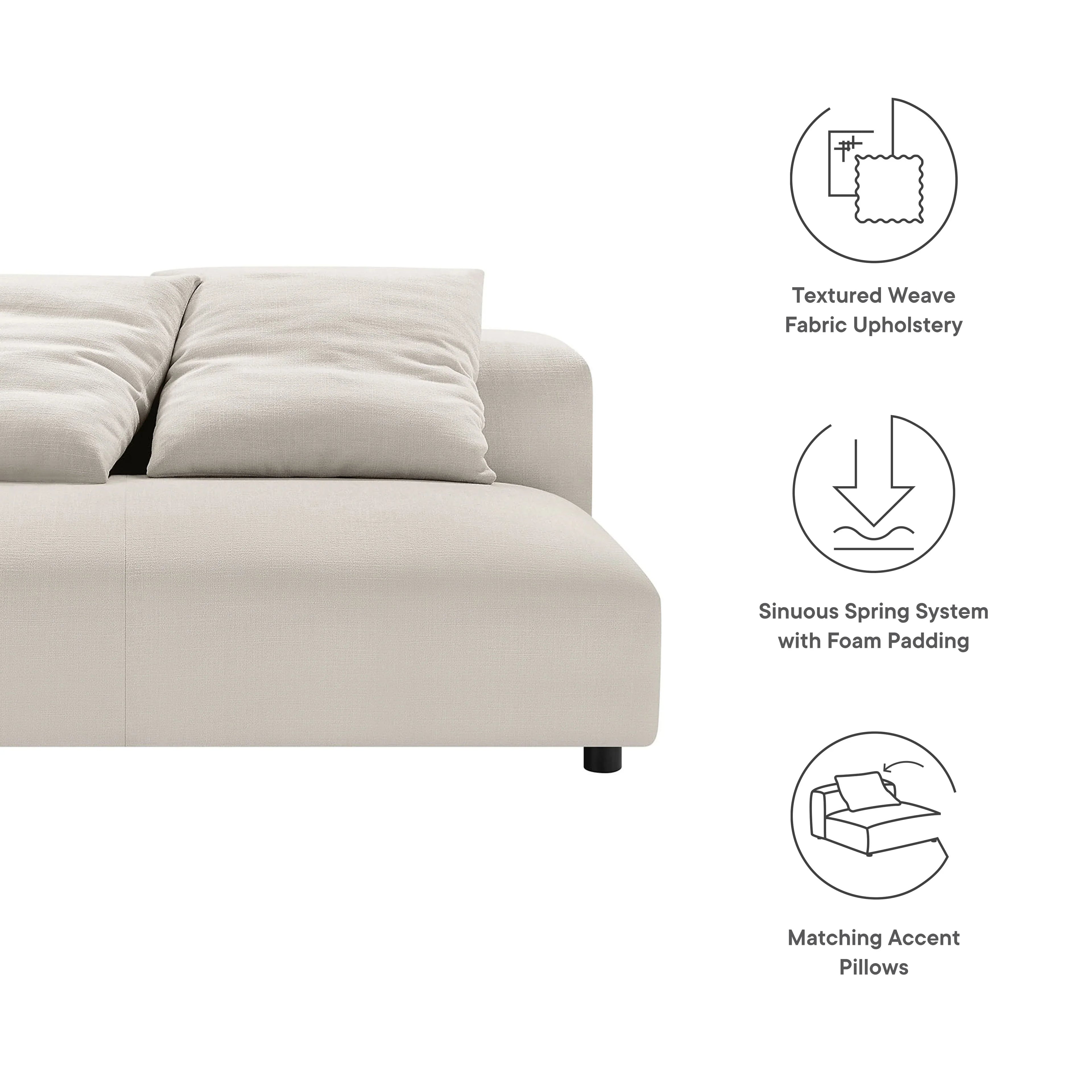 Solace Modular Upholstered Fabric Armless Loveseat