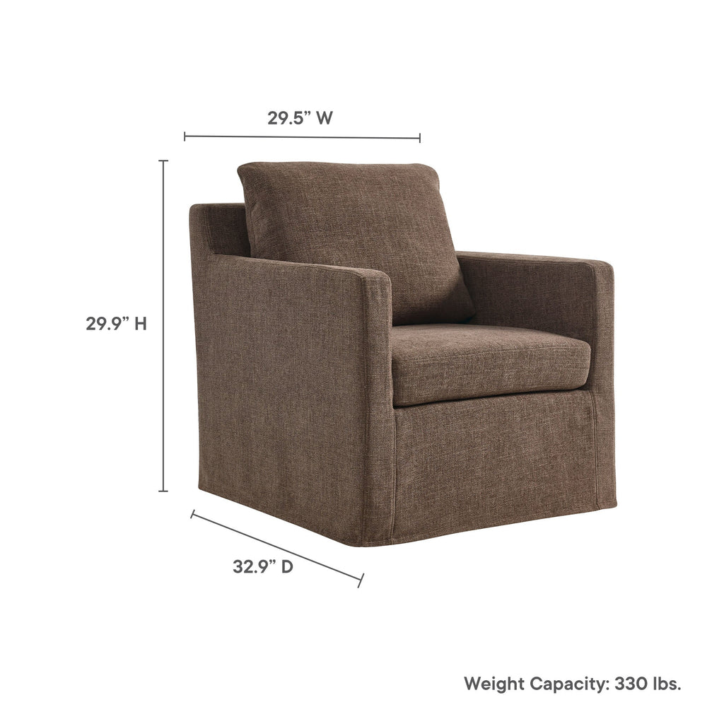 Serene Fabric Slipcovered Swivel Armchair