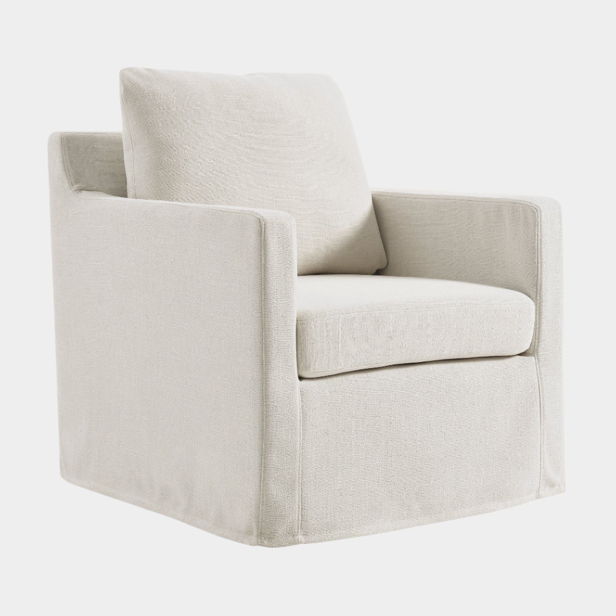 Serene Fabric Slipcovered Swivel Armchair