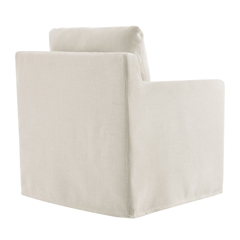 Serene Fabric Slipcovered Swivel Armchair