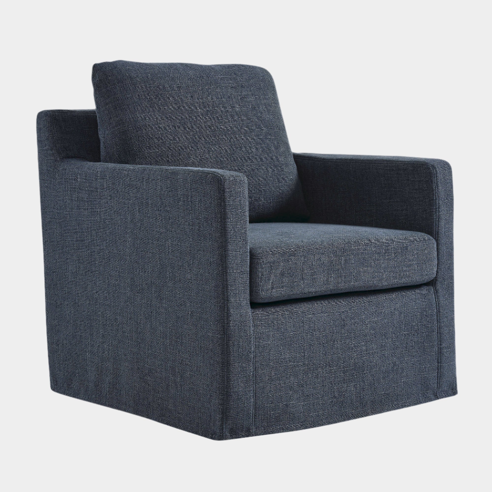 Serene Fabric Slipcovered Swivel Armchair