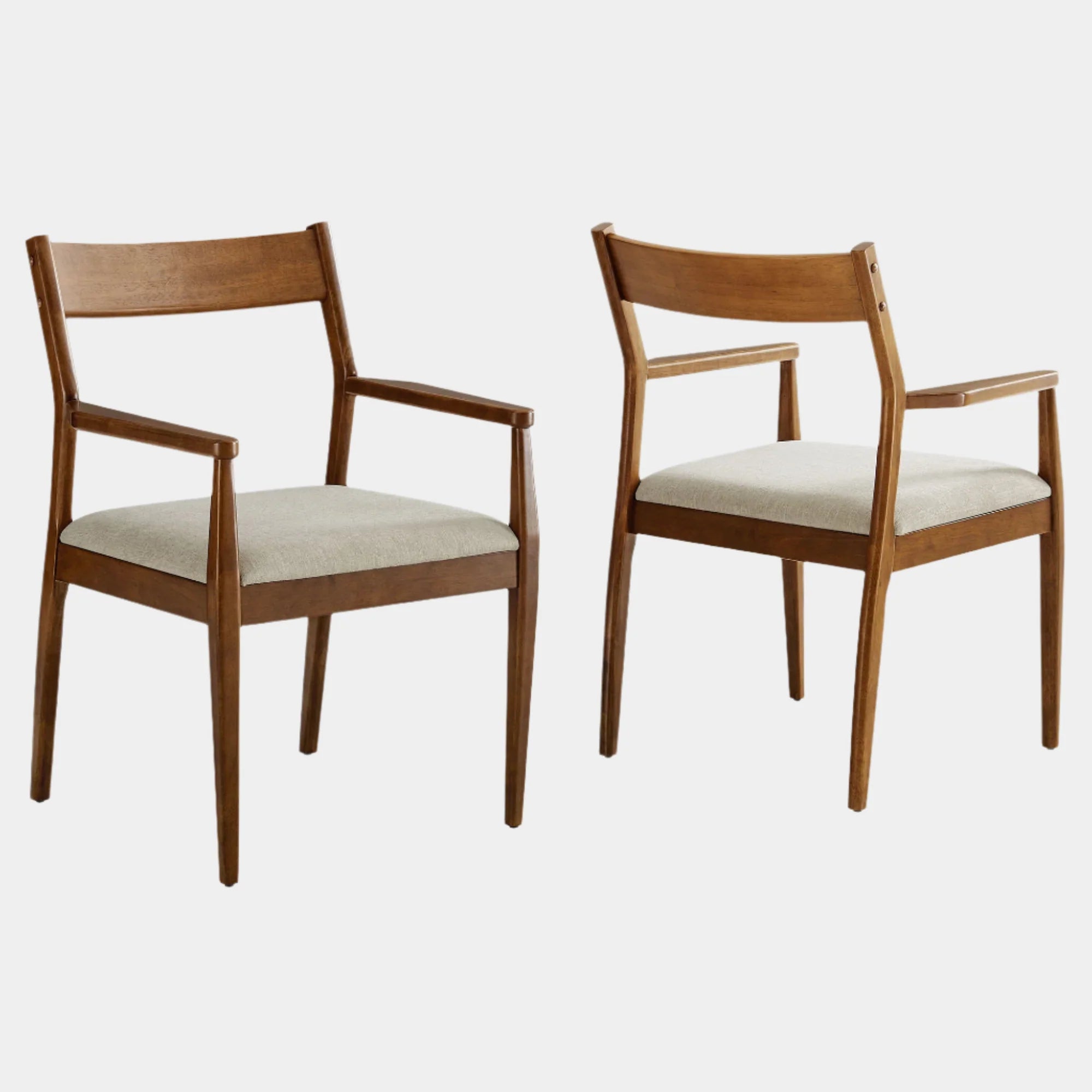 Solara Vegan Leather Wood Dining Armchairs Set of 2