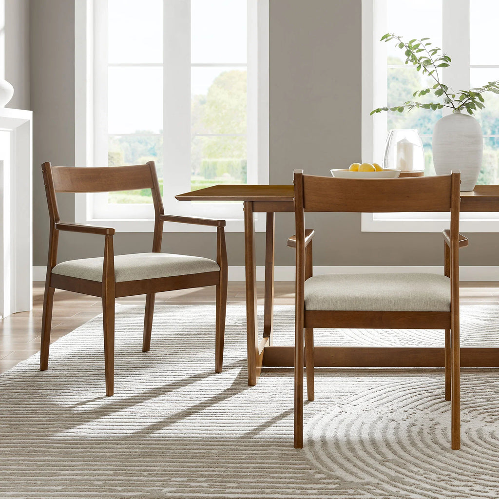 Solara Vegan Leather Wood Dining Armchairs Set of 2