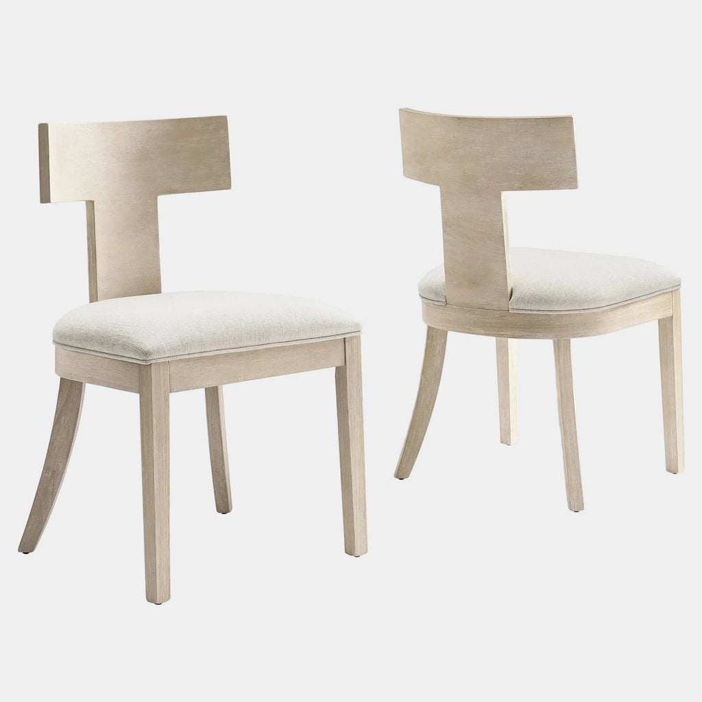 Peregrine Wood and Fabric Upholstered Dining Chairs Set of 2