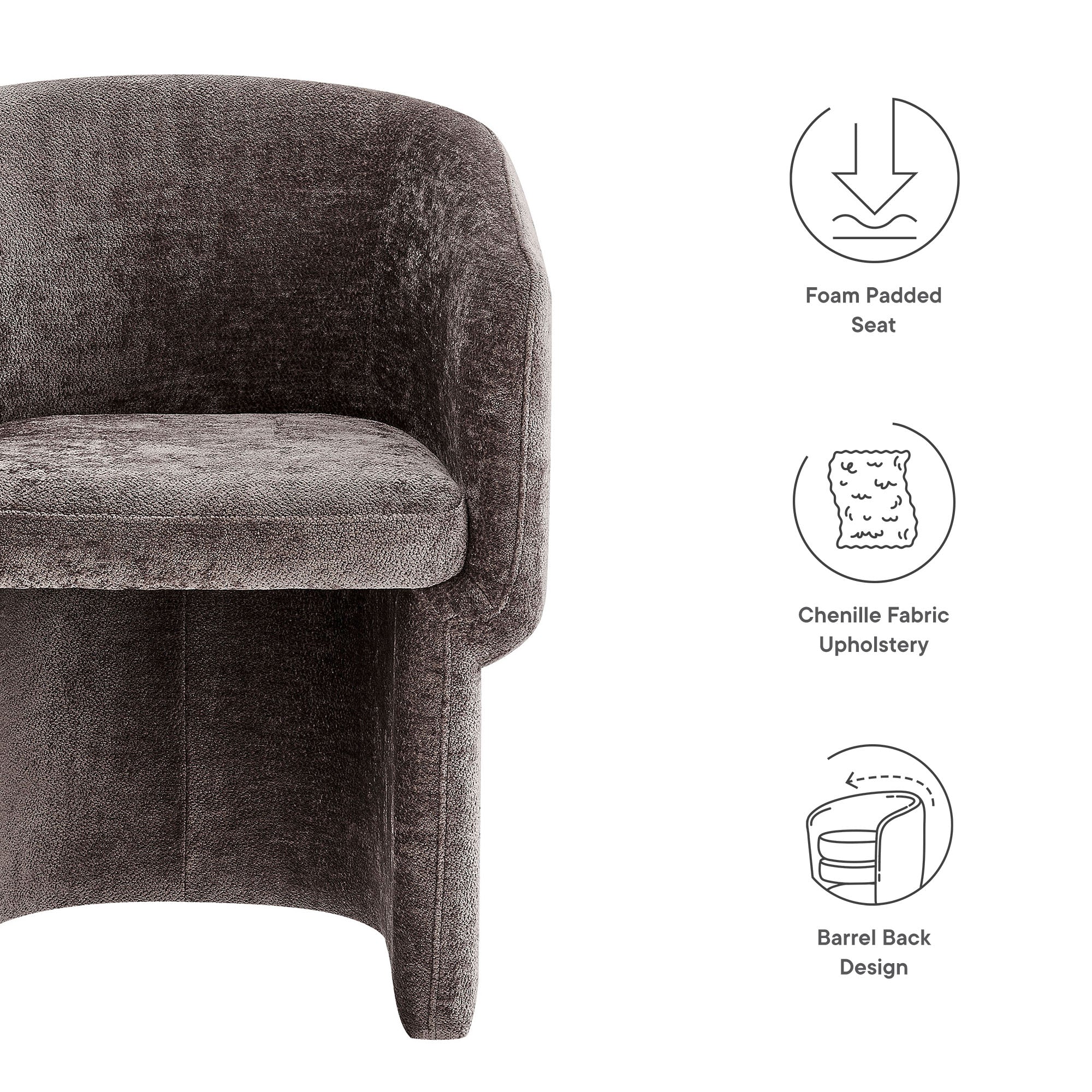 Verity Barrel Back Chenille Dining Armchair