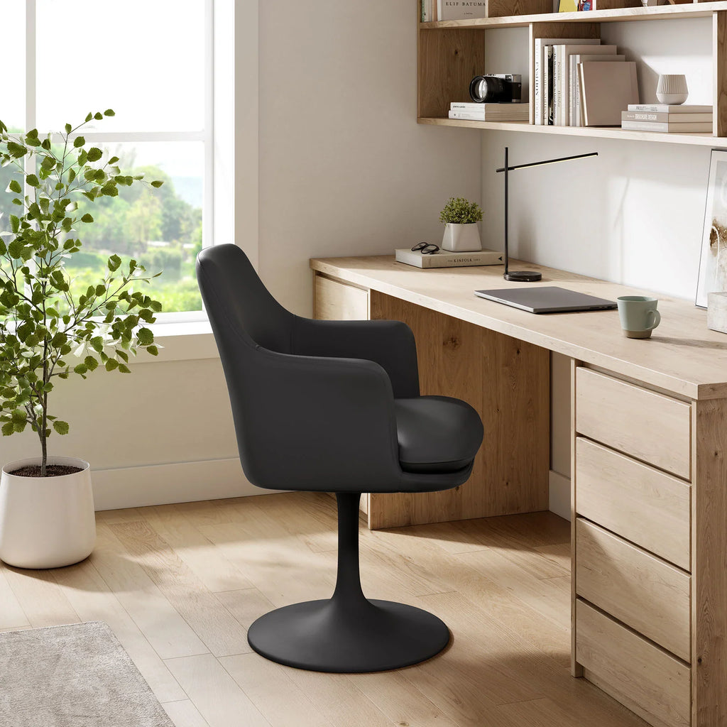 Lippa Swivel Dining Vegan Leather Armchair