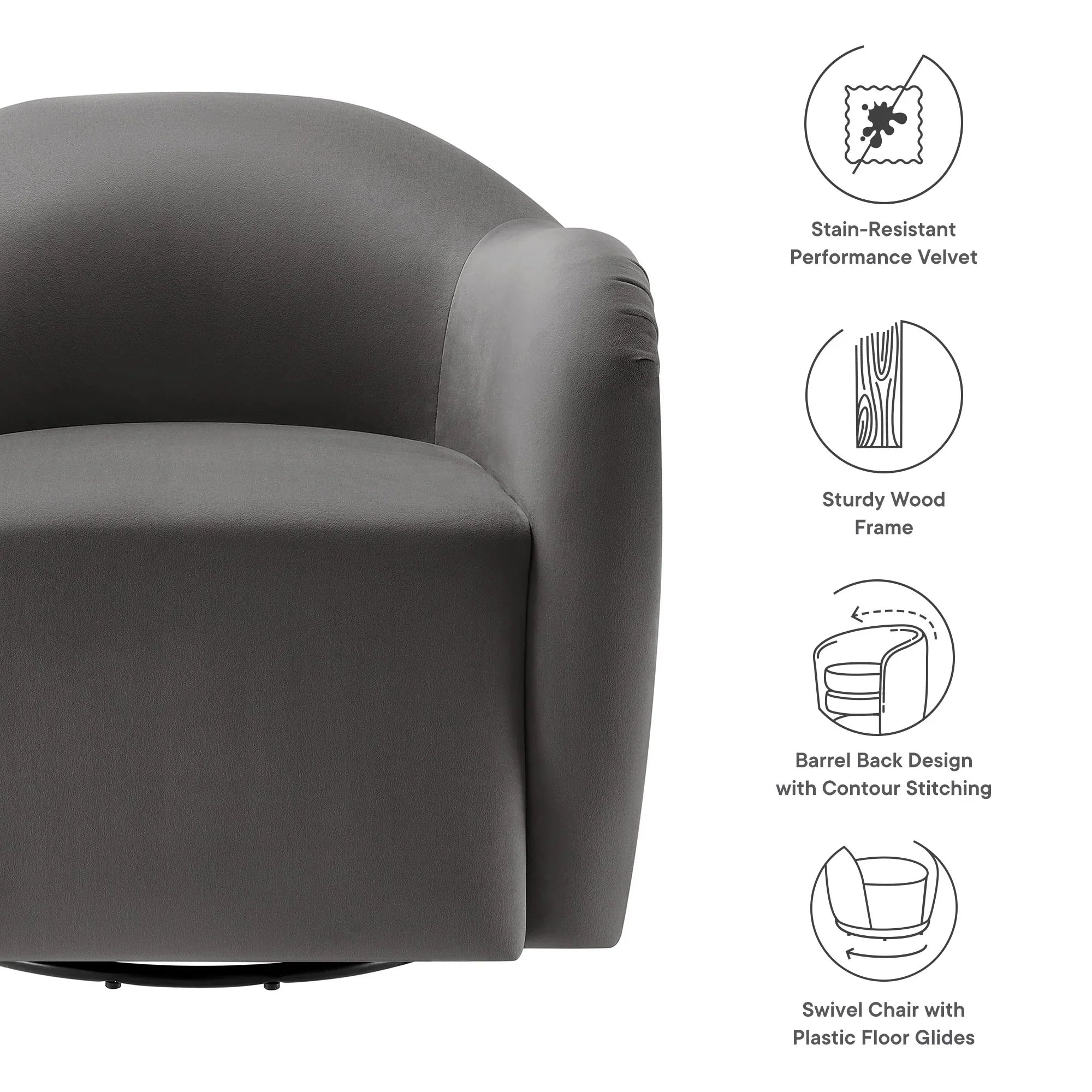 Compose Performance Velvet Swivel Armchair