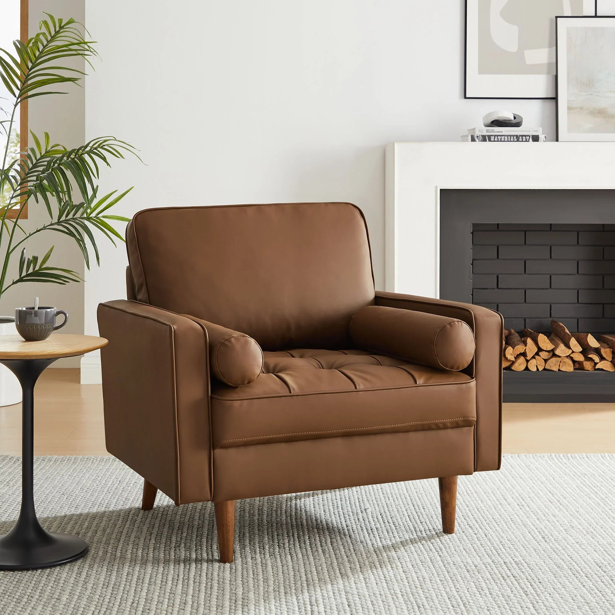 Valour Tufted Vegan Leather Accent Armchair