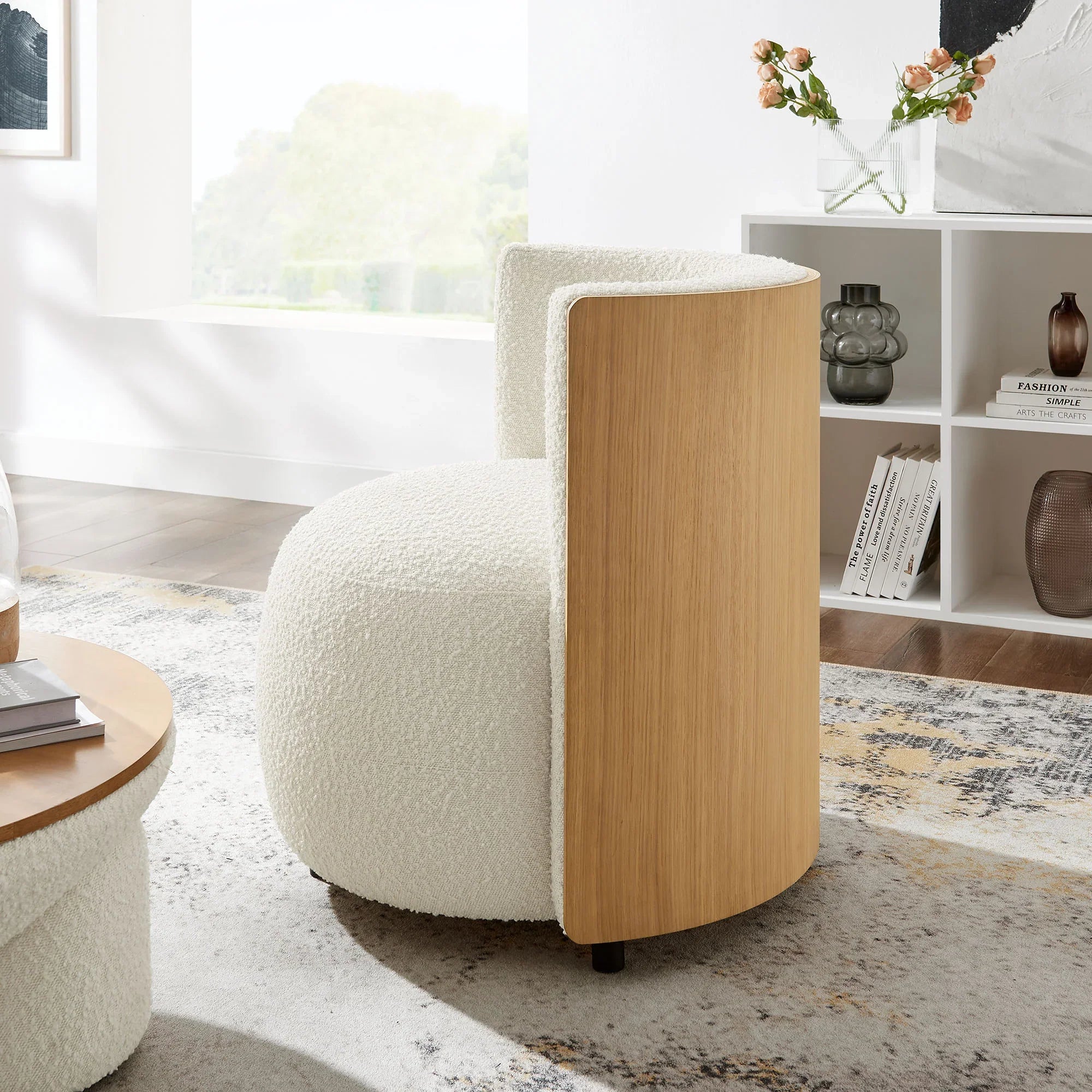 Solis Boucle Accent Chair in Natural Ivory
