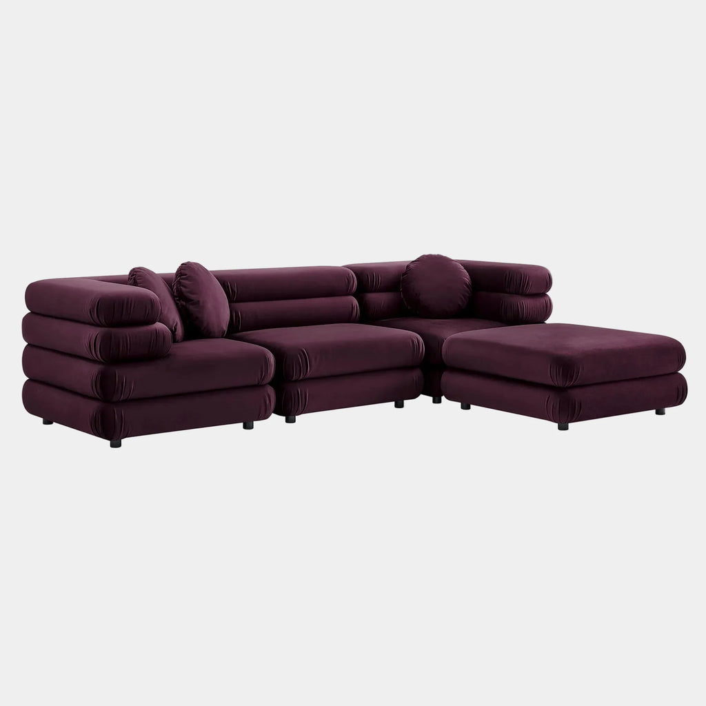 Jubilee 4-Piece Modular Performance Velvet Sectional Sofa