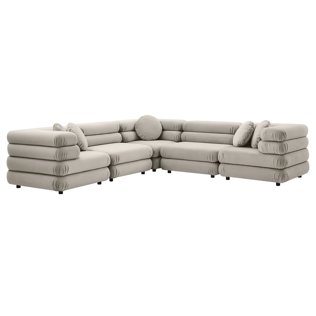 Jubilee 5-Piece Modular Performance Velvet Sectional Sofa