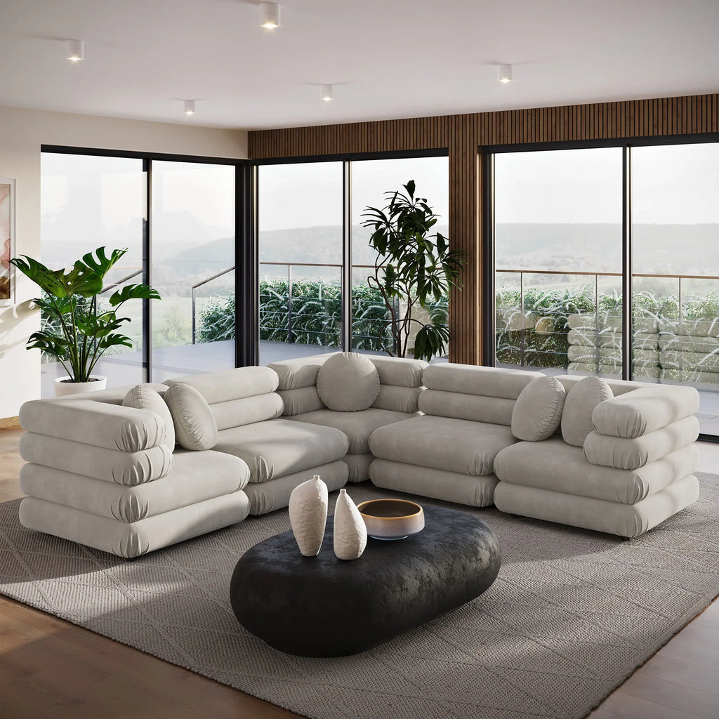 Jubilee 5-Piece Modular Performance Velvet Sectional Sofa