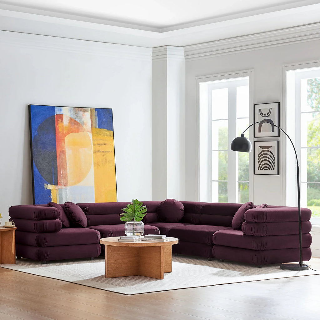 Jubilee 5-Piece Modular Performance Velvet Sectional Sofa