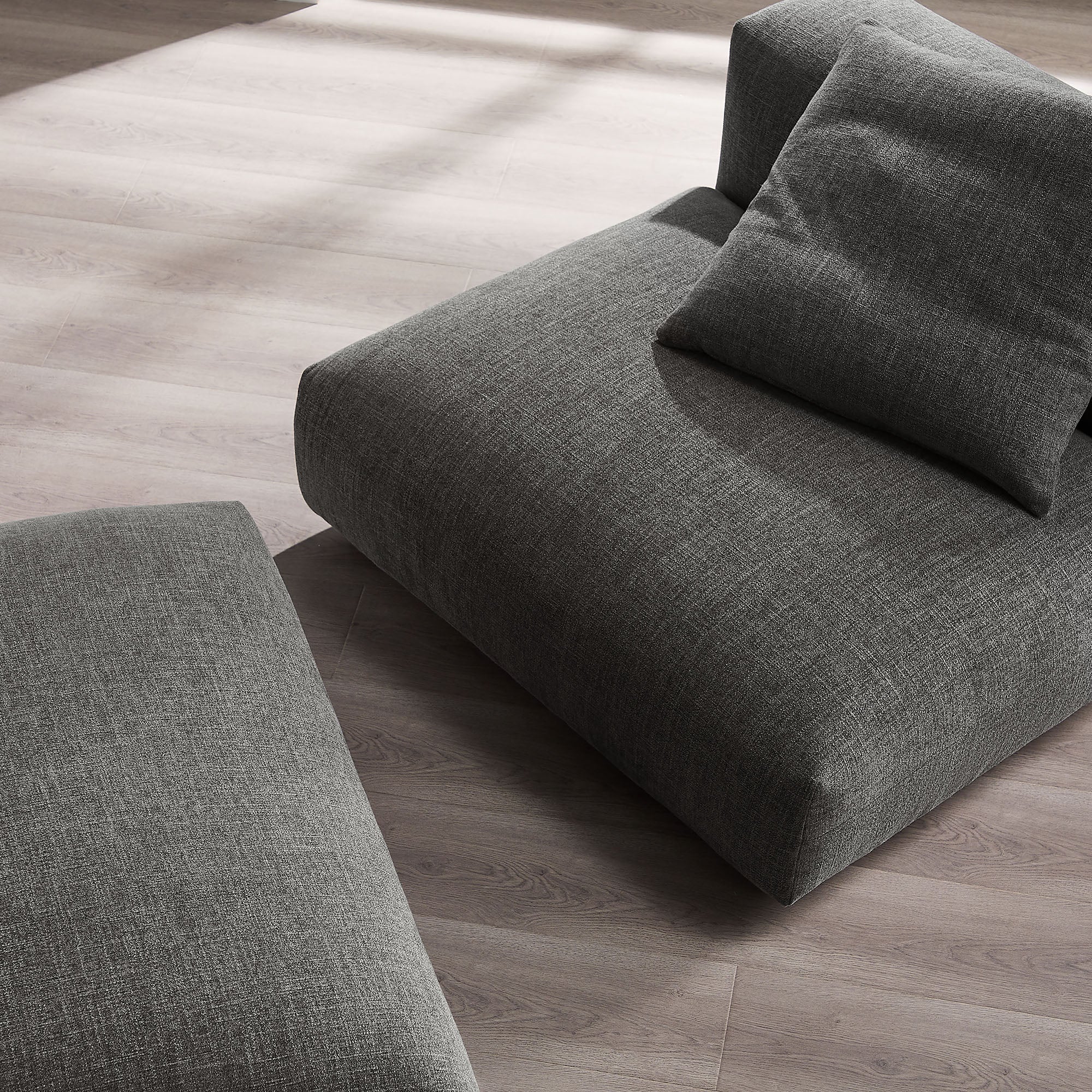 Solace Modular Upholstered Fabric Armless Chair and Ottoman