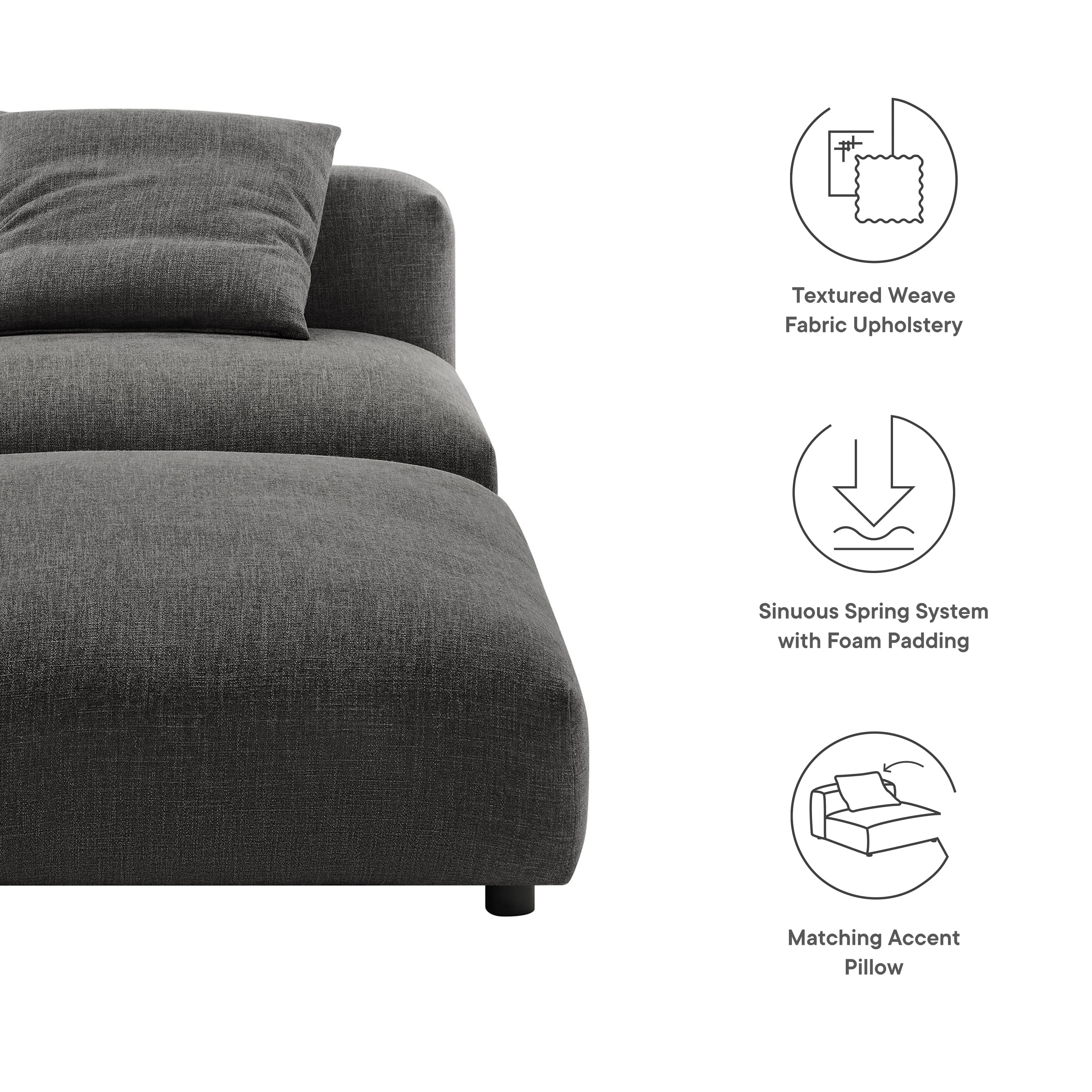 Solace Modular Upholstered Fabric Armless Chair and Ottoman