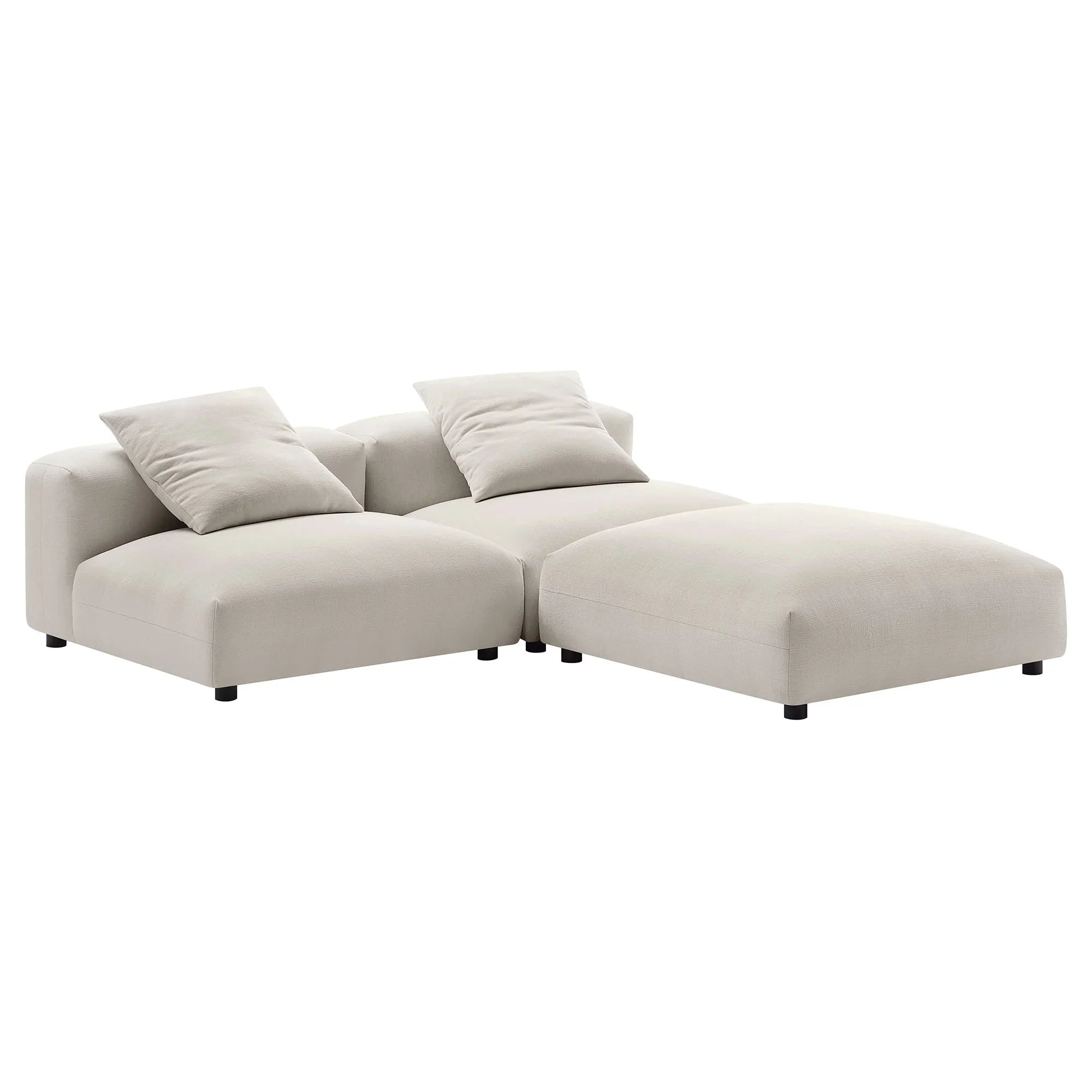 Solace 3-Piece Modular Upholstered Fabric Sectional Sofa
