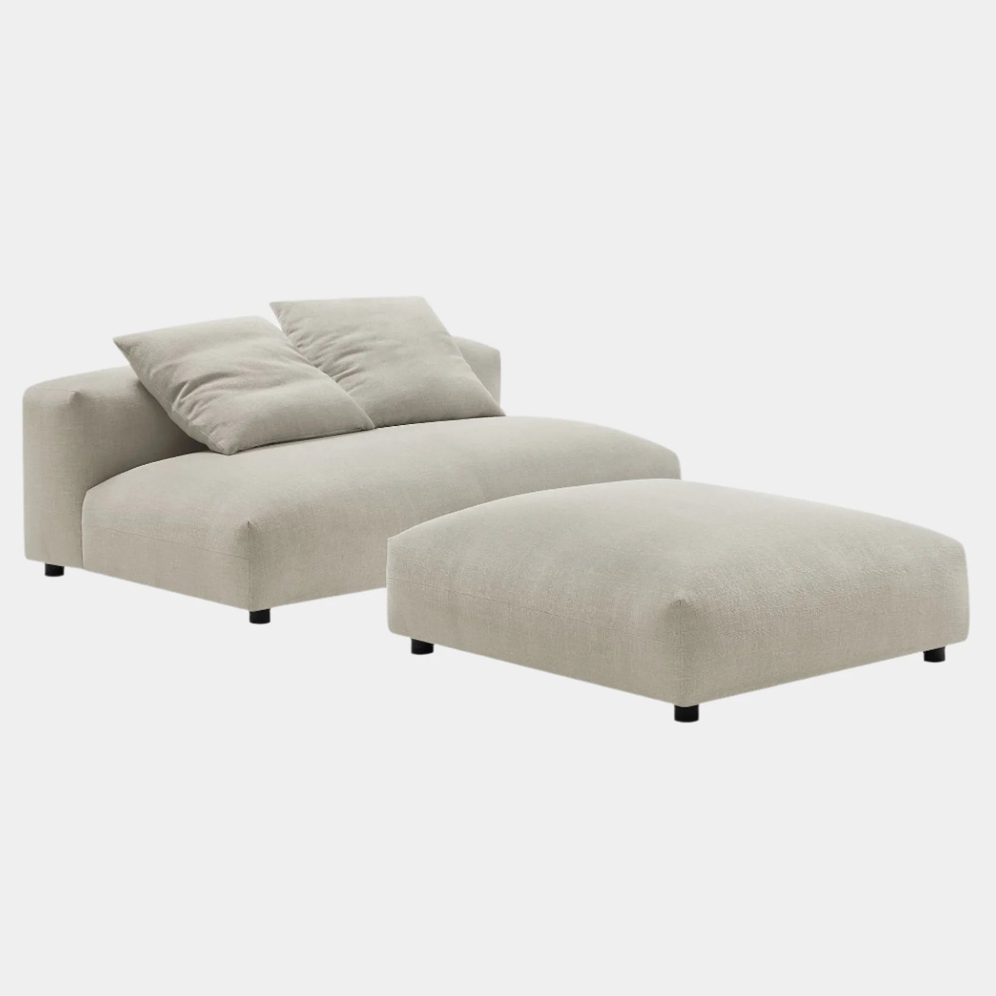 Solace Modular Upholstered Fabric Armless Loveseat and Ottoman Set