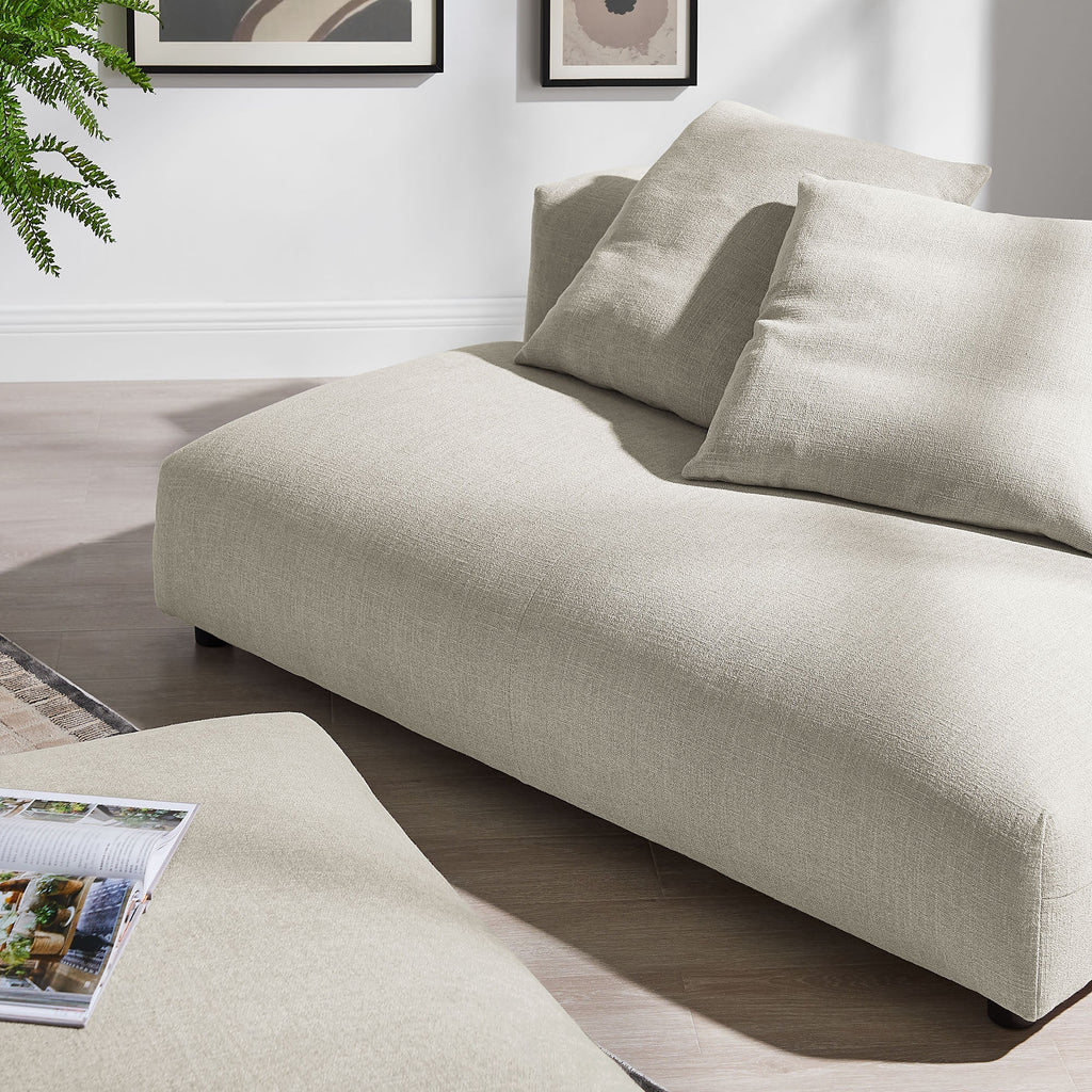 Solace Modular Upholstered Fabric Armless Loveseat and Ottoman Set