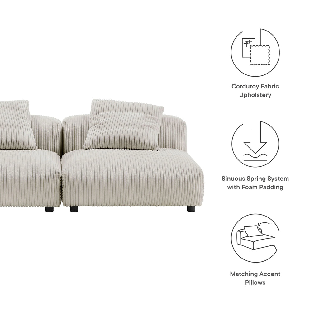 Solace 3-Piece Modular Upholstered Fabric Sectional Sofa