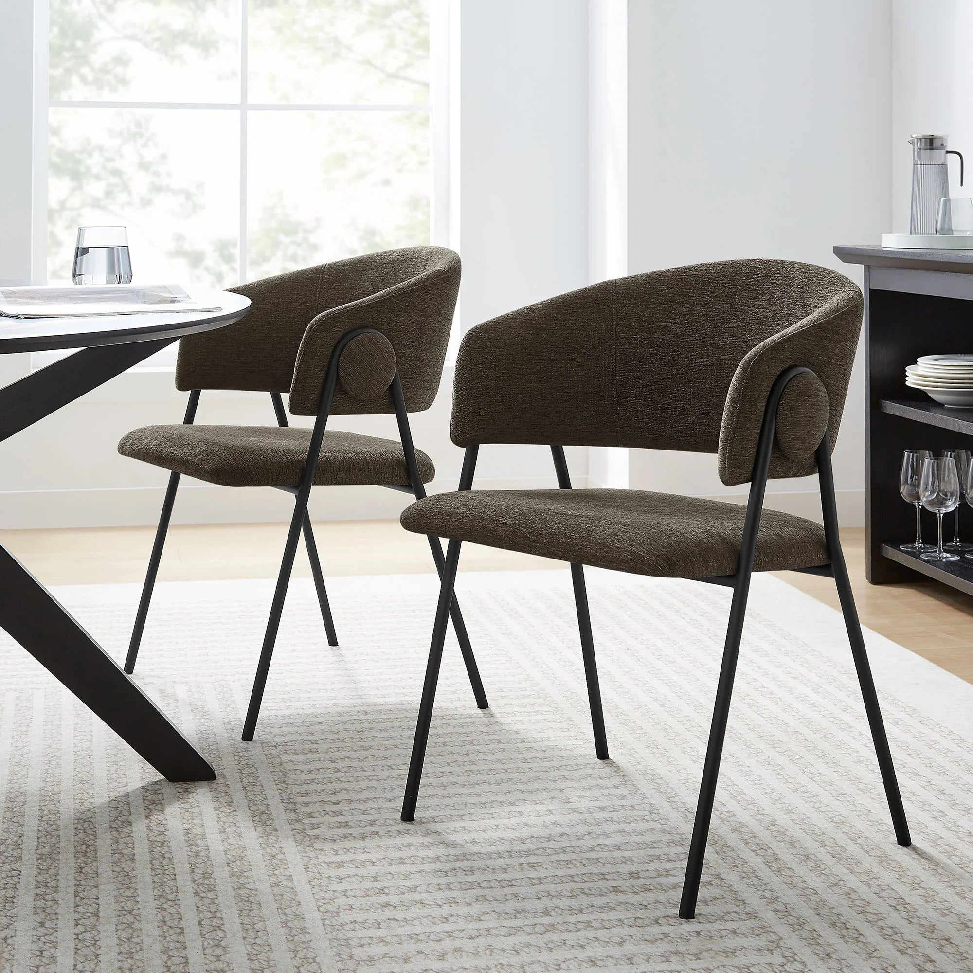 Nella Upholstered Heathered Chenille Dining Chairs Set of 2