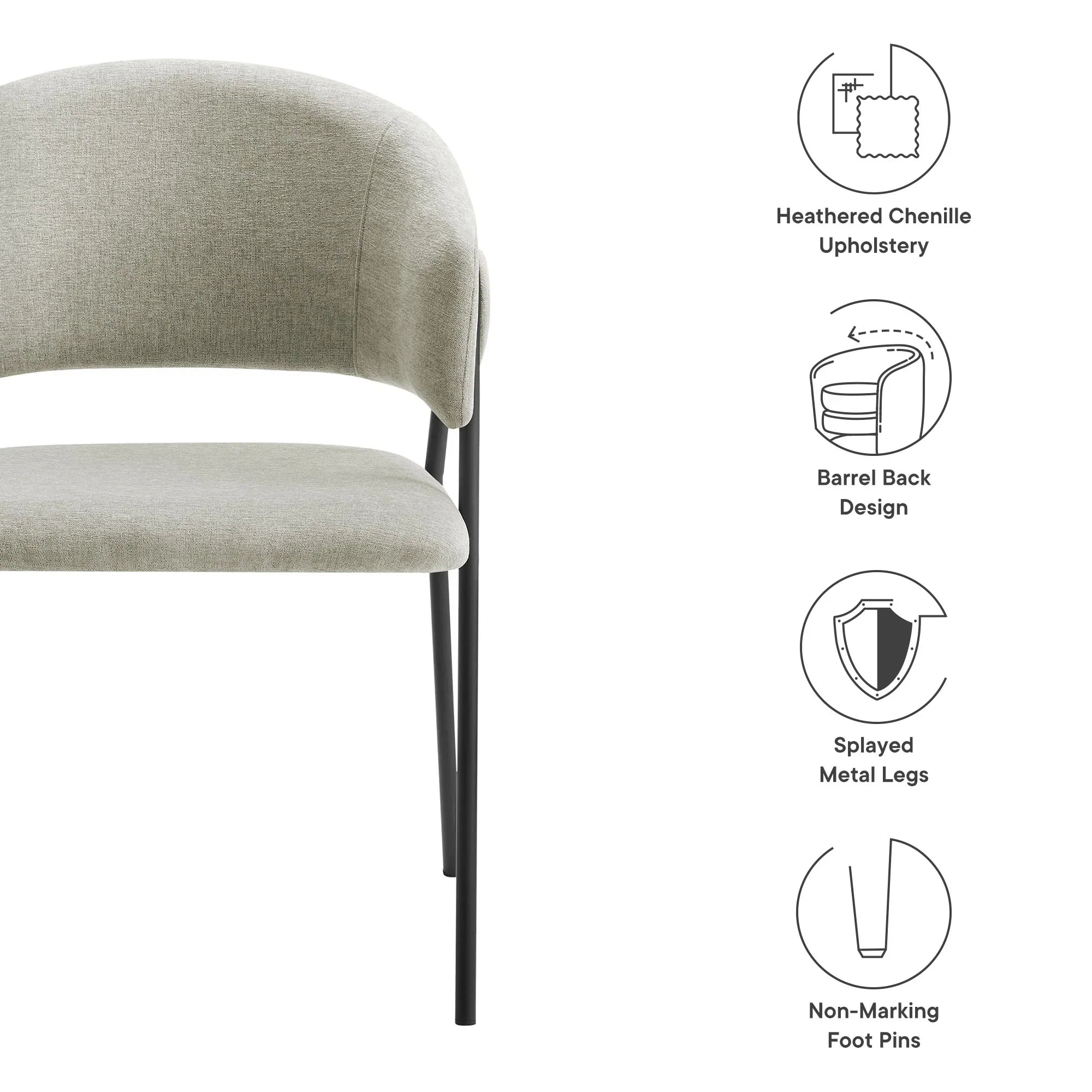 Nella Upholstered Heathered Chenille Dining Chairs Set of 2