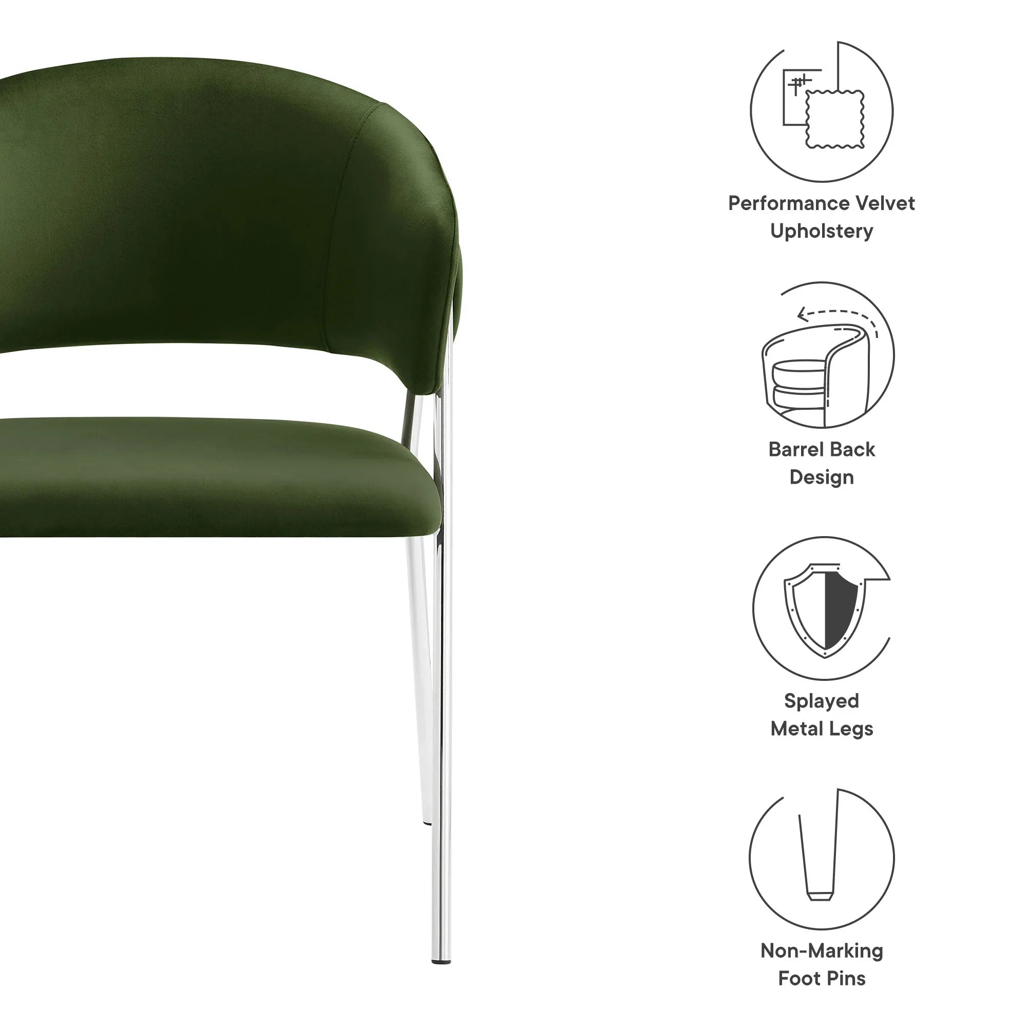 Nella Upholstered Performance Velvet Dining Chair Set of 2