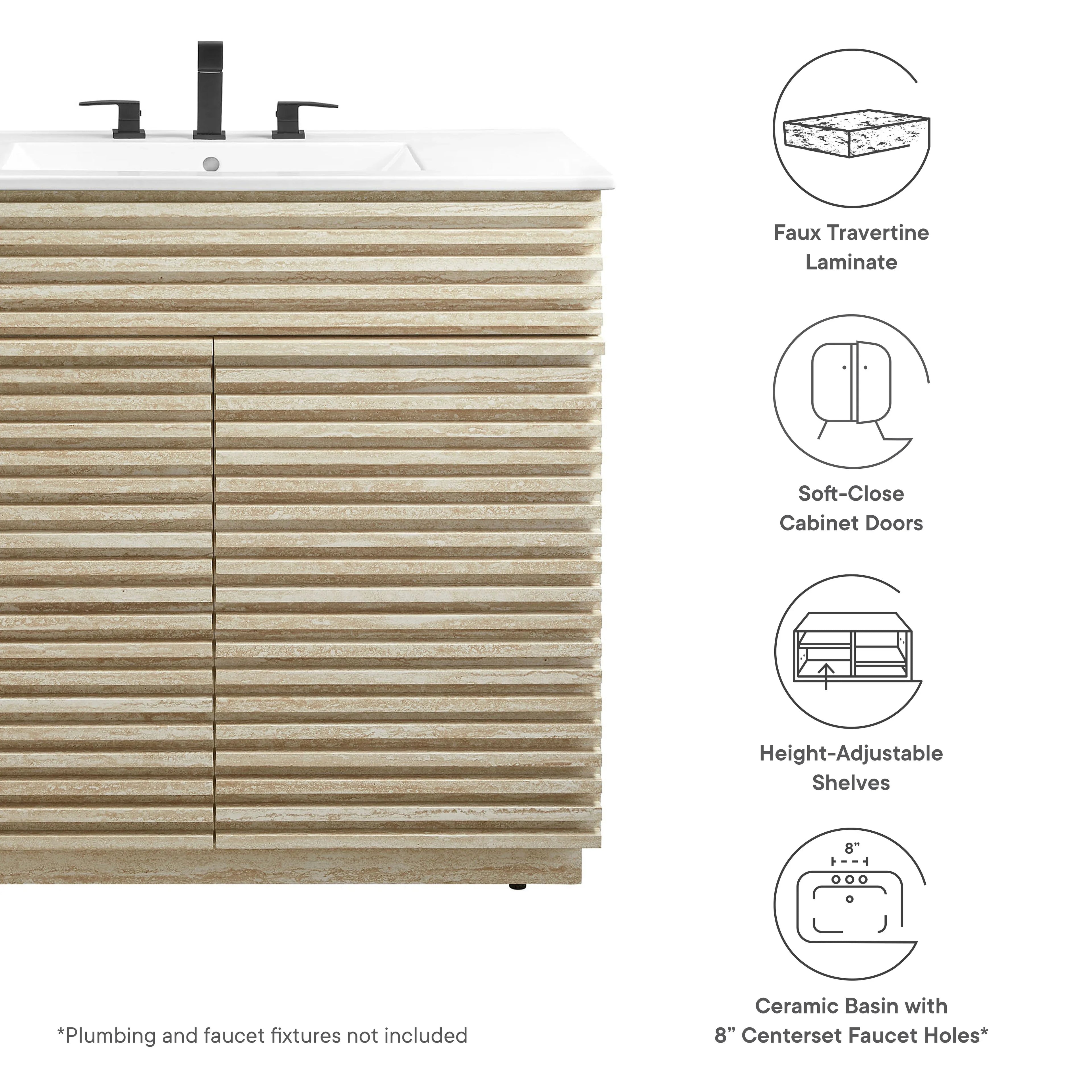 Render Bathroom Vanities with White Basin Included