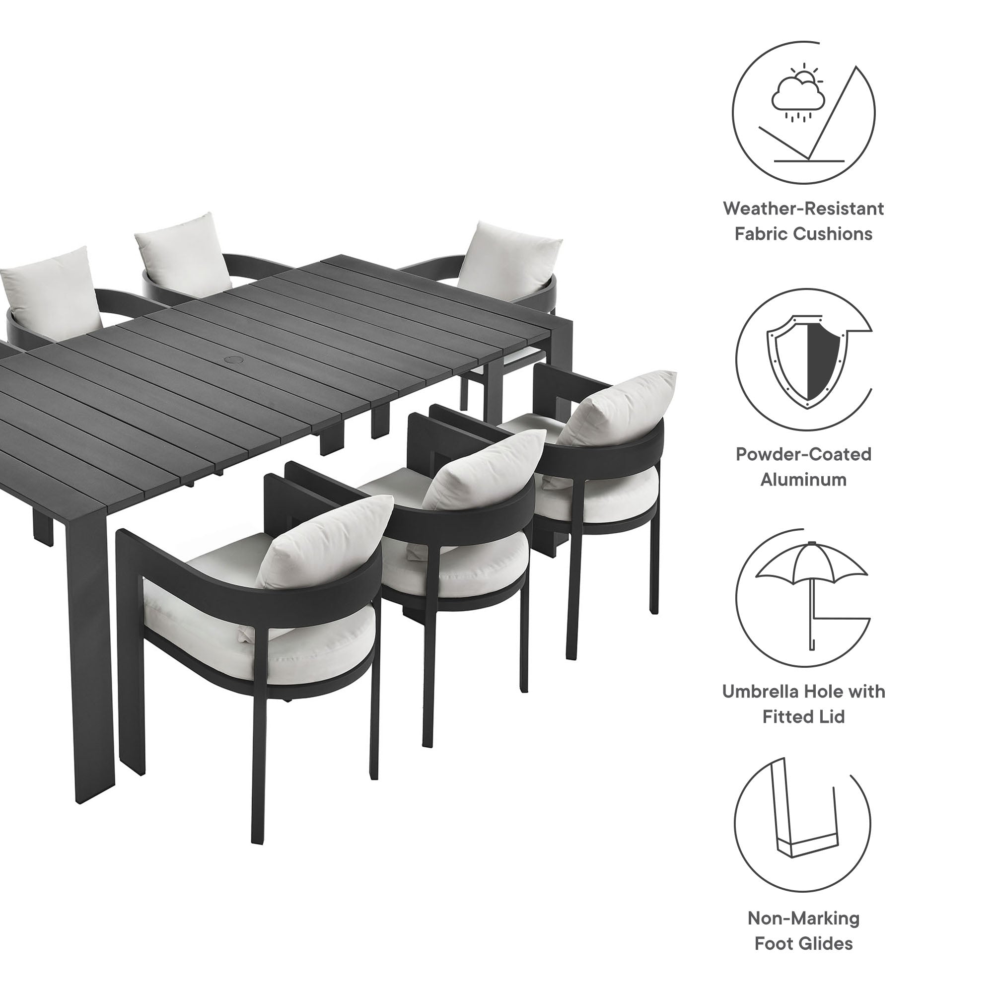 Tahoe 9-Piece Outdoor Patio Aluminum Dining