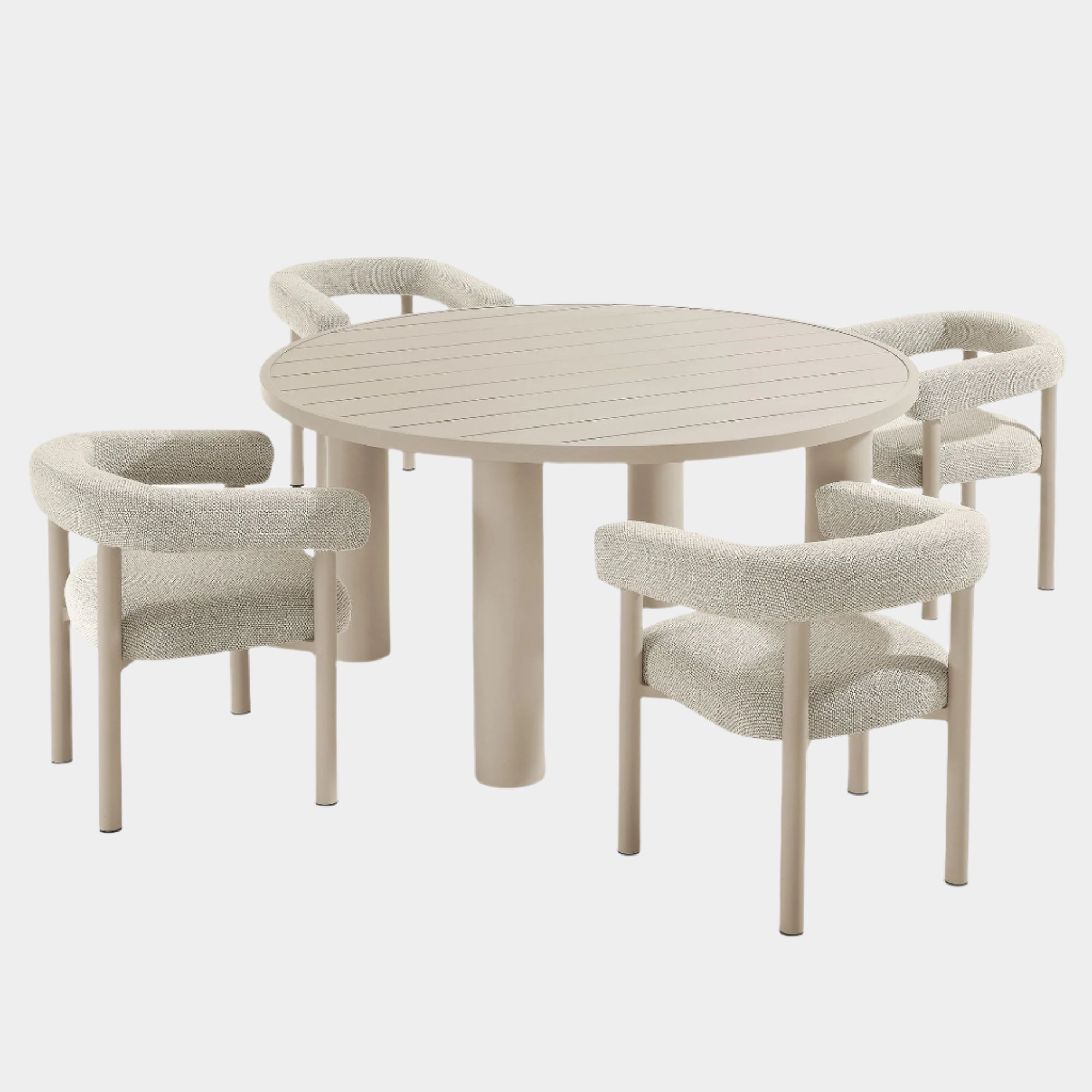 Nautica 5-Piece Round Outdoor Patio Aluminum Dining Table and Chairs Set