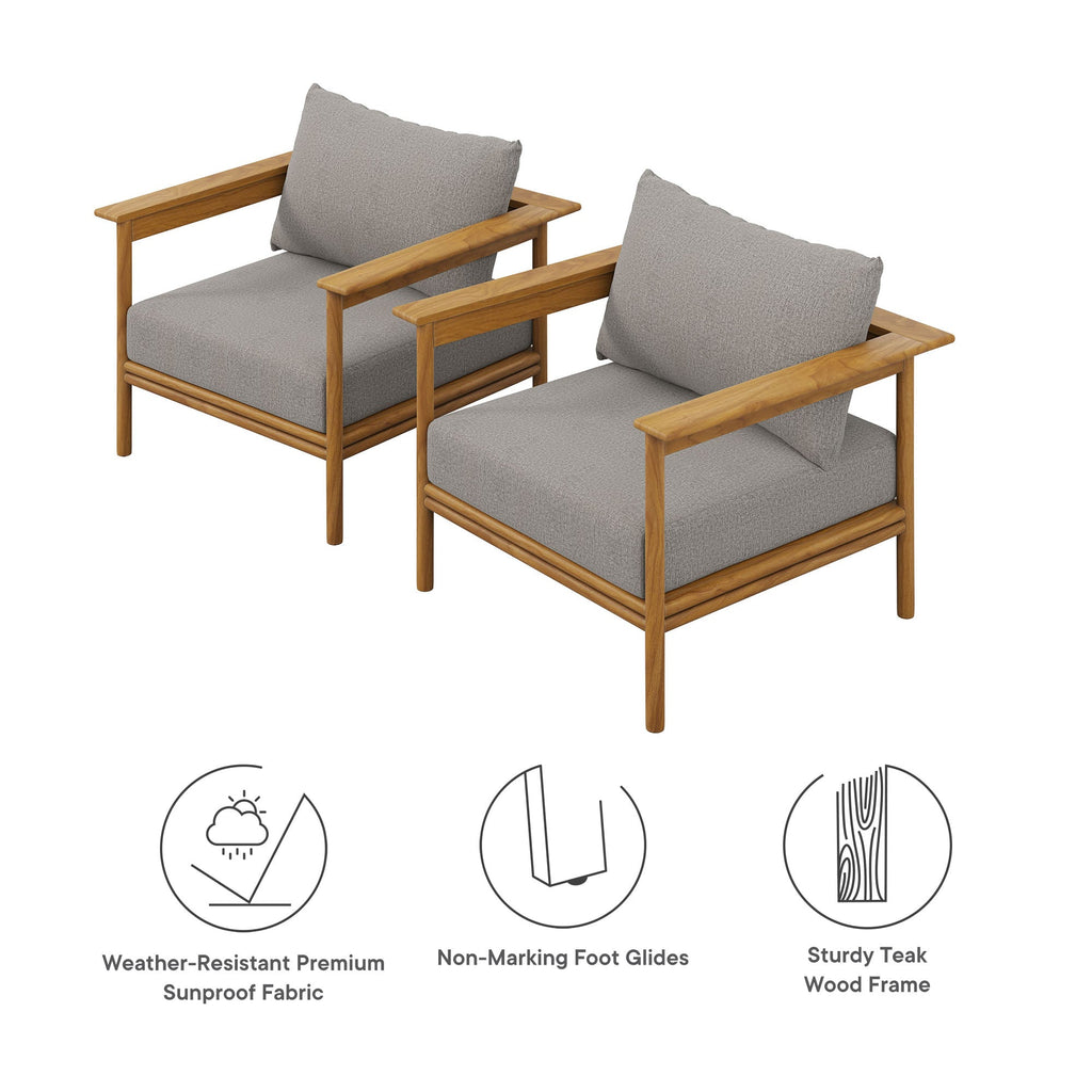 Wren Outdoor Patio Teak Wood Armchair Set