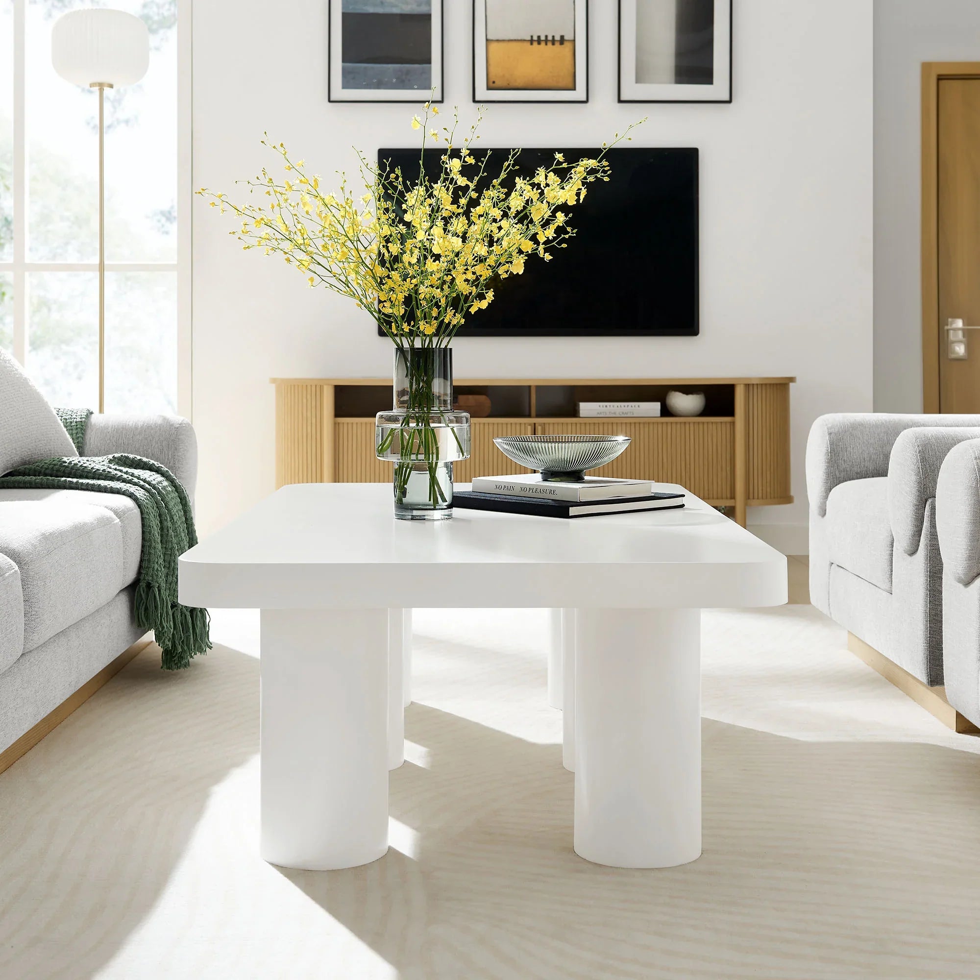 Cleo 54” Rectangular Coffee Table in White