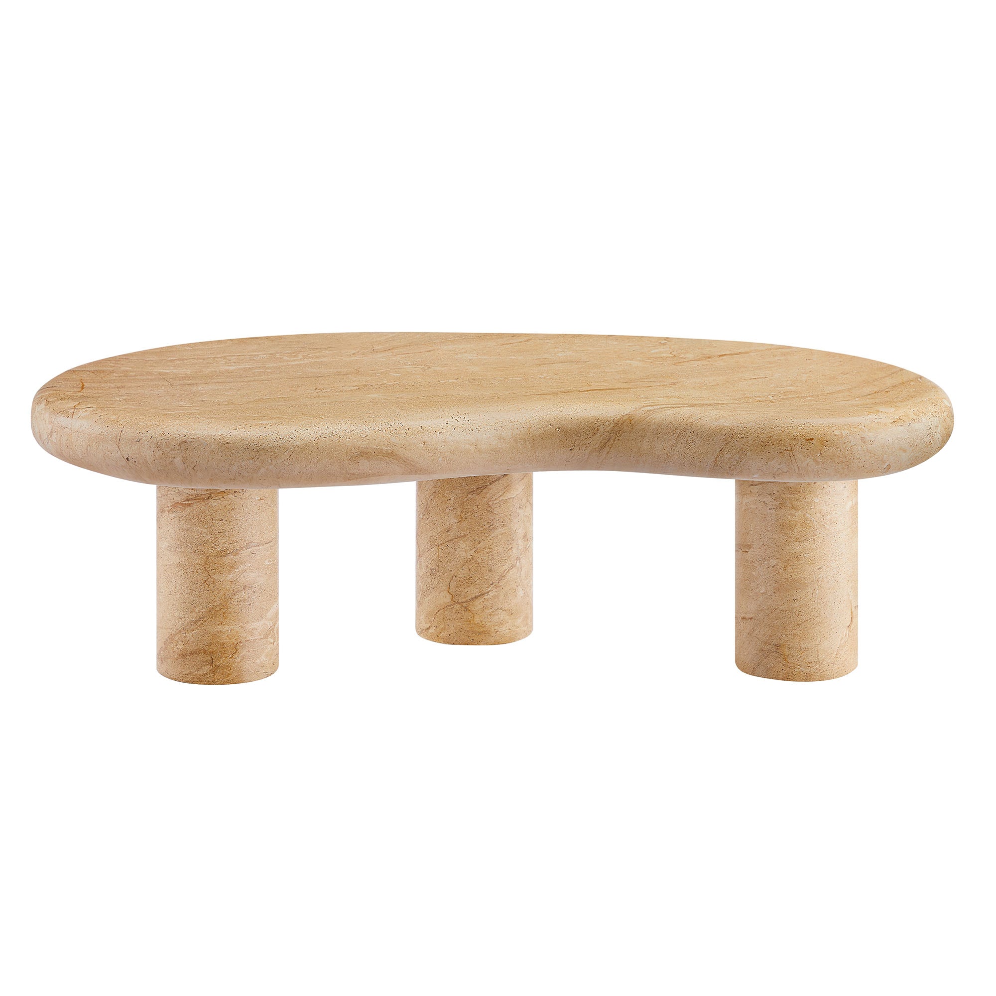 Elowen Indoor - Outdoor Textured Faux Travertine Coffee Table
