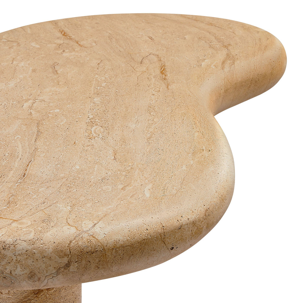 Elowen Indoor - Outdoor Textured Faux Travertine Coffee Table