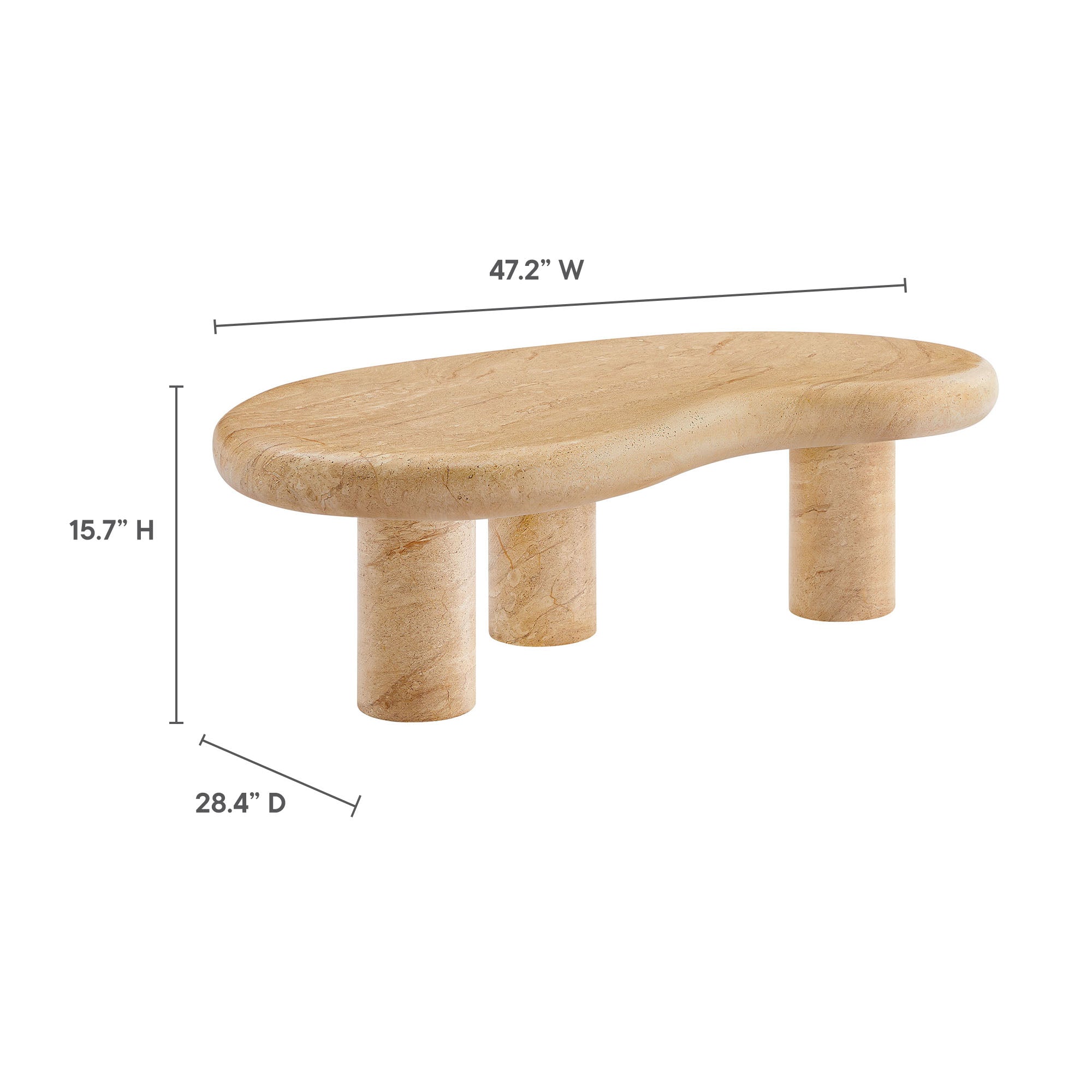 Elowen Indoor - Outdoor Textured Faux Travertine Coffee Table