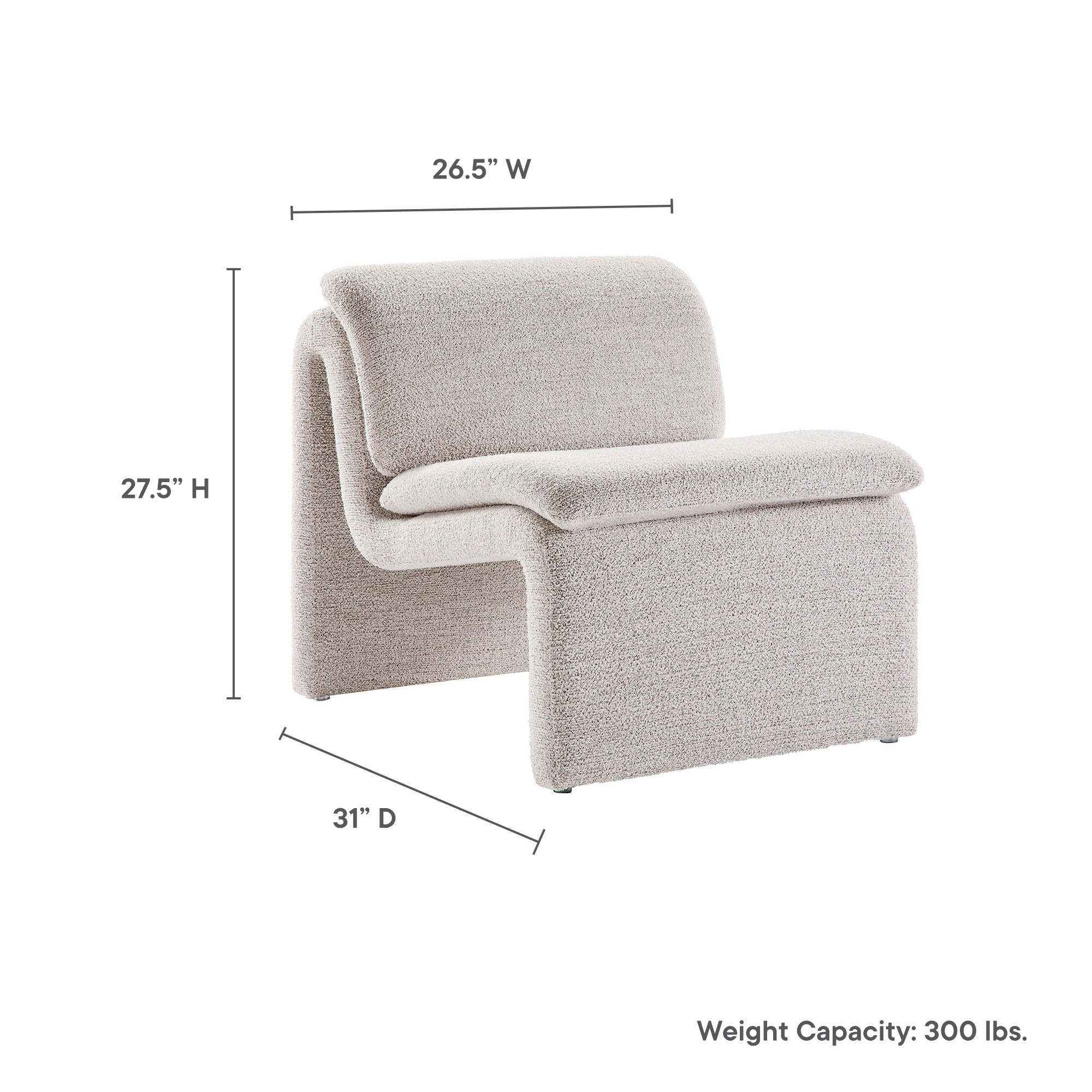 Lume Boucle Upholstered Armless Accent Chair